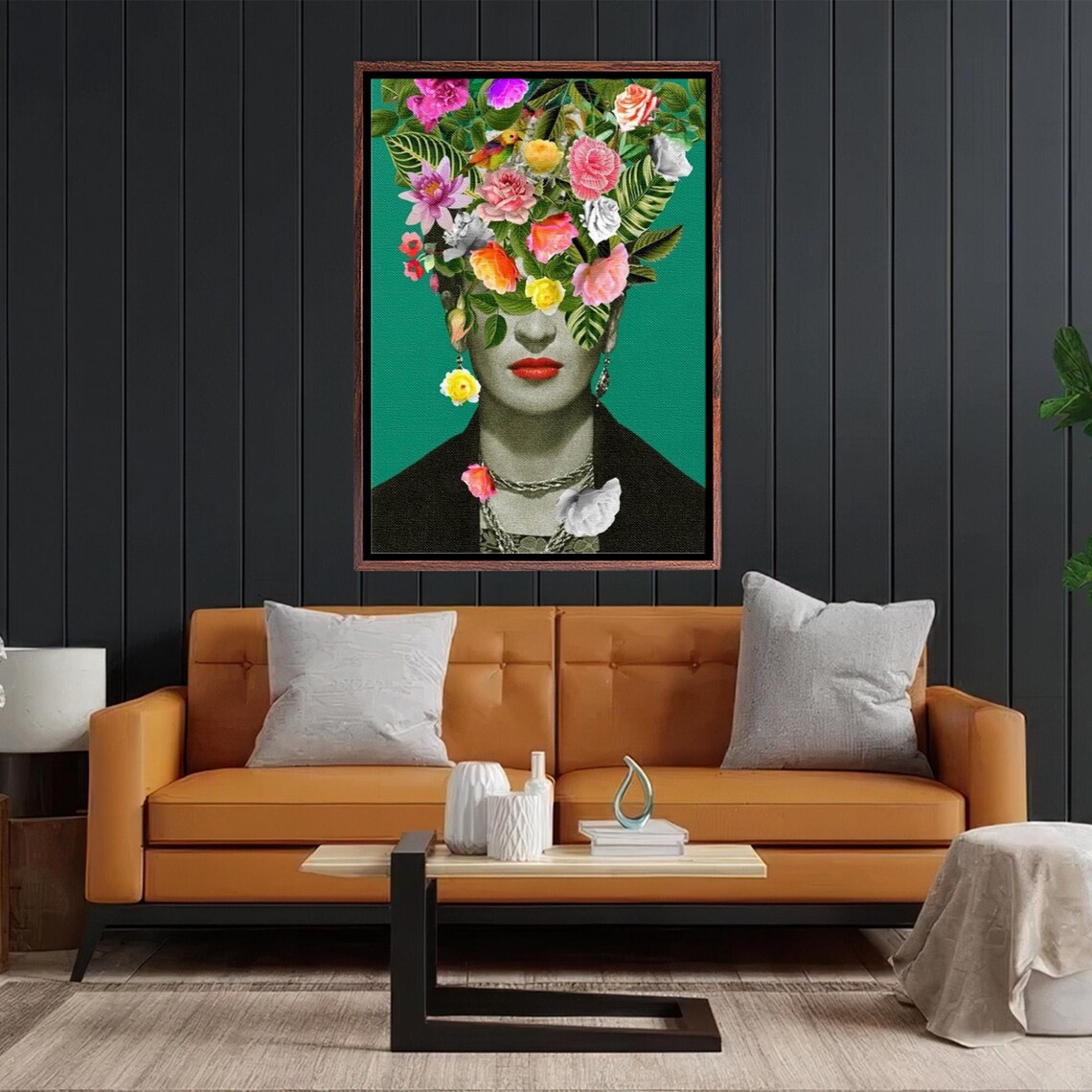 Frida Kahlo Floral Headdress Surreal Pop Portrait Art Poster - Image 2