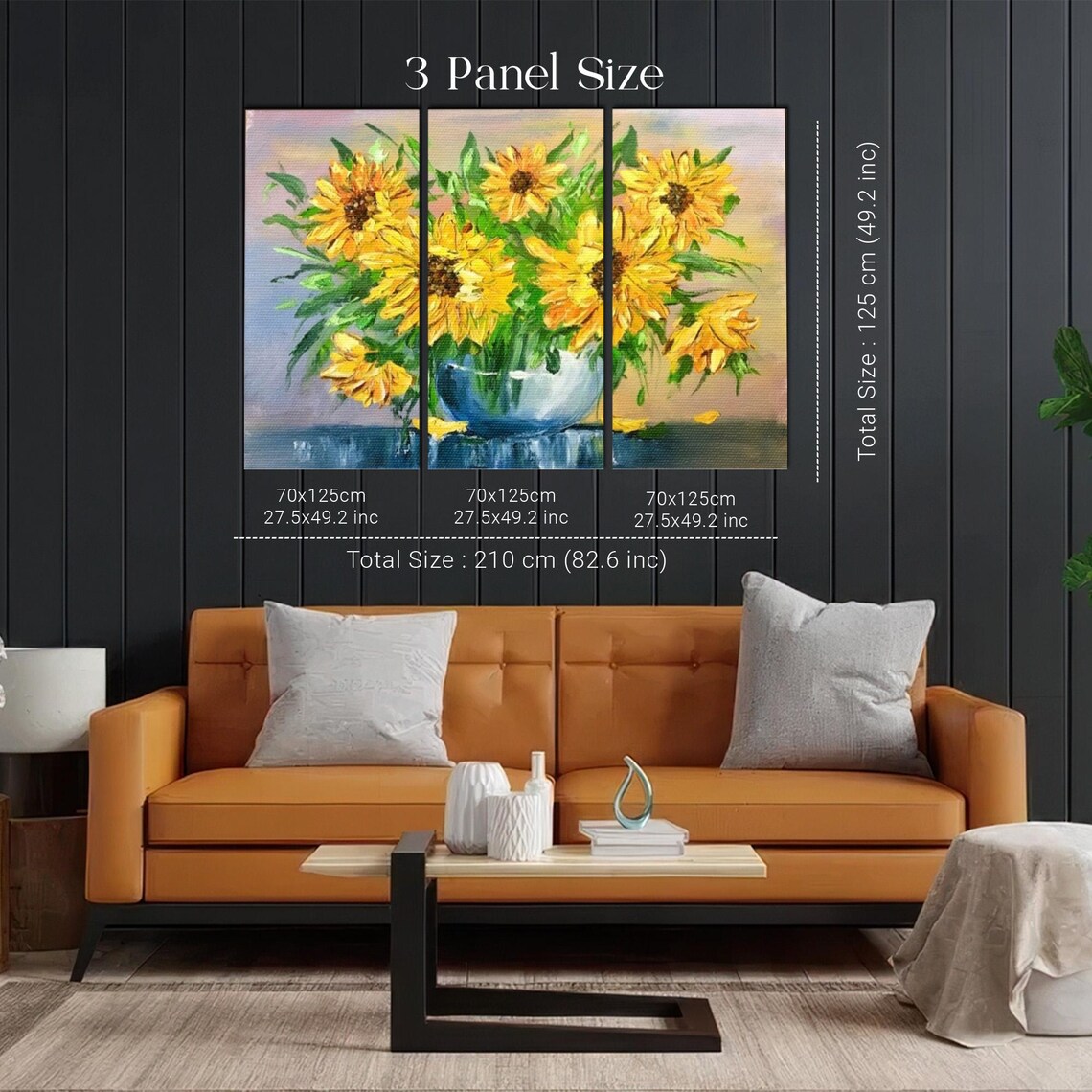 Bright Yellow Sunflowers in a Blue Glass Vase Still Life Poster - Image 2