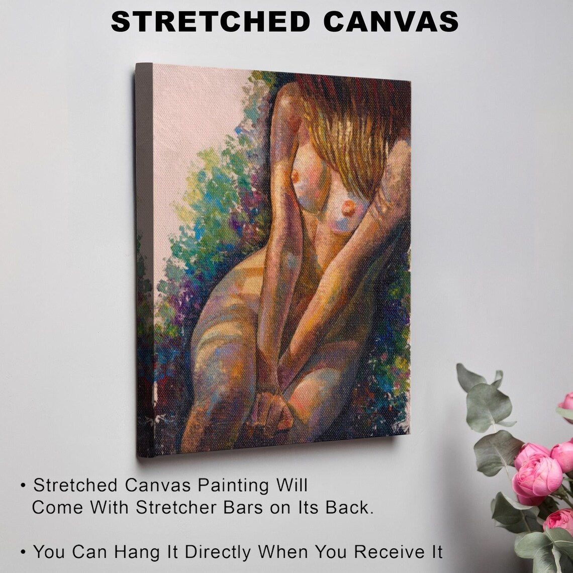Seated Nude Woman in an Expressive Oil Painting Figure Study Poster - Image 3