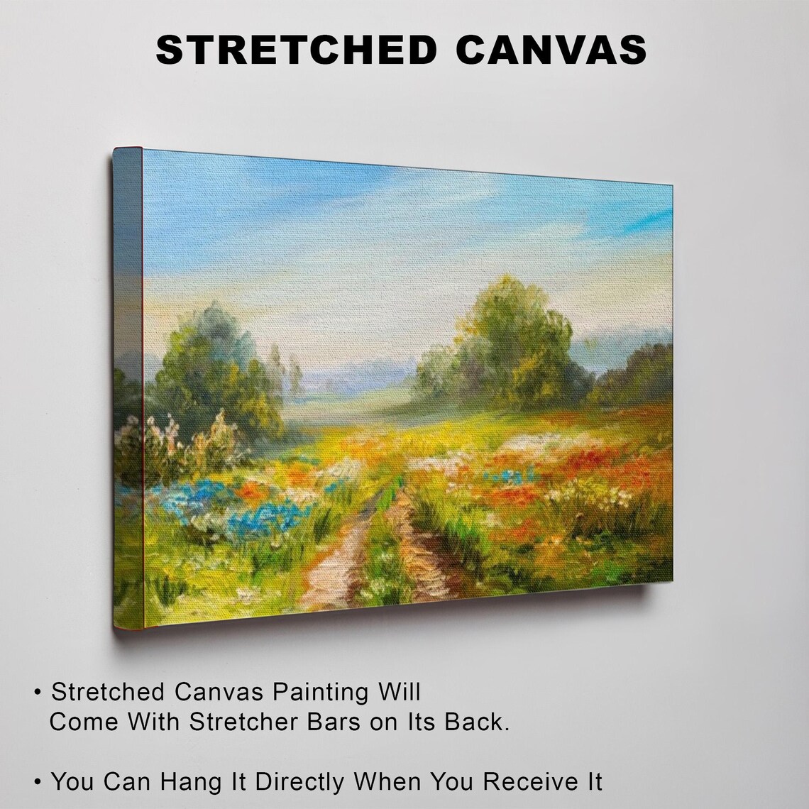 Wildflower Meadow With Winding Path Landscape Painting Art Poster - Image 3