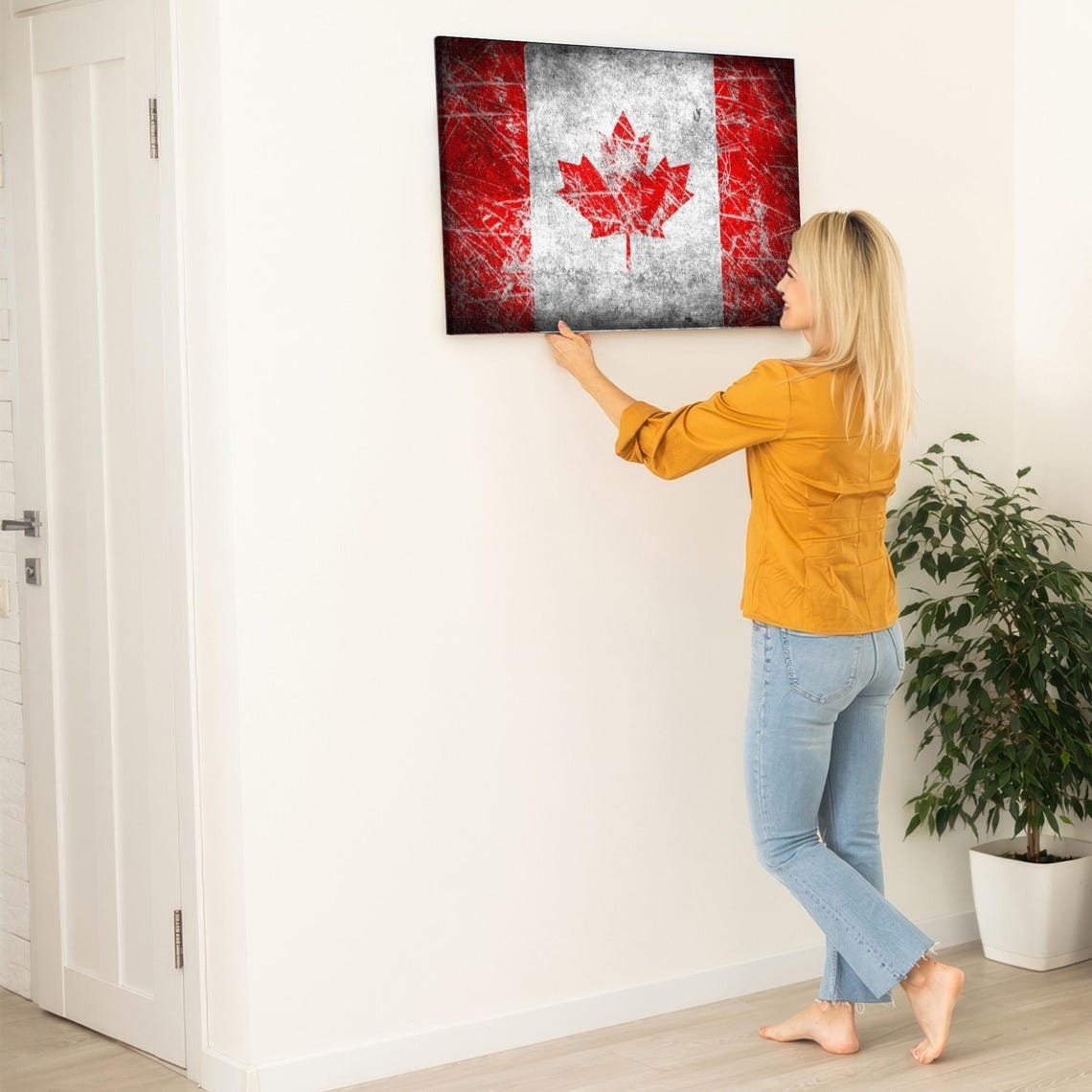 Distressed Vintage Canadian Maple Leaf Flag Wall Decor Poster - Image 5