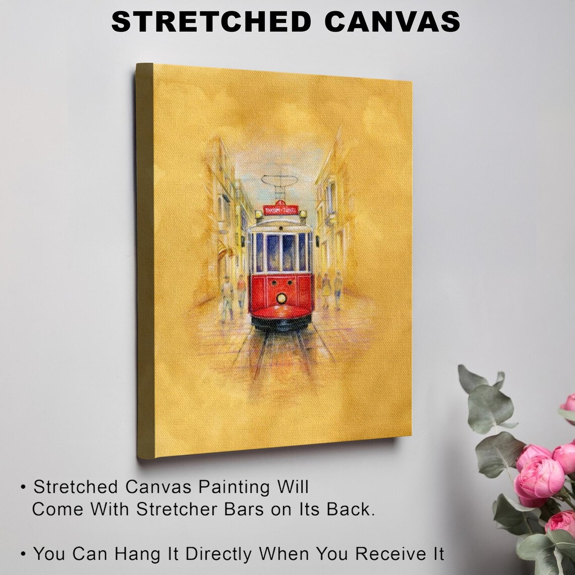 Istanbul Istiklal Street Historic Red Tram Oil Painting Poster - Image 3