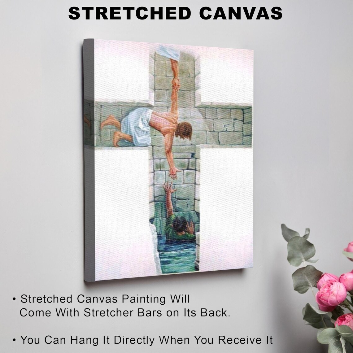 Christian Painting of a Man Rescuing a Child from Deep Water Poster - Image 3