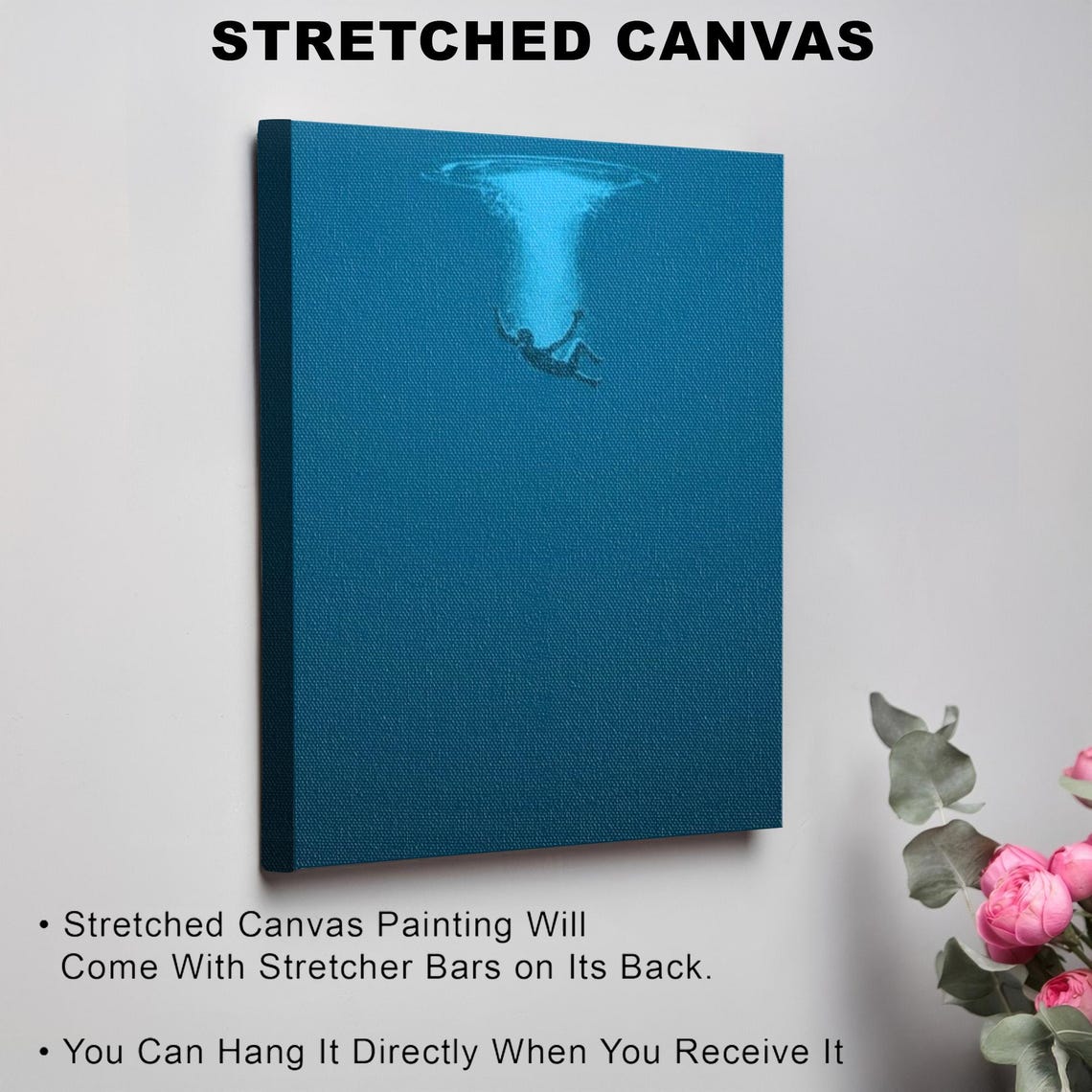 Diver Sinking Into Deep Blue Ocean Minimalist Underwater Poster - Image 3