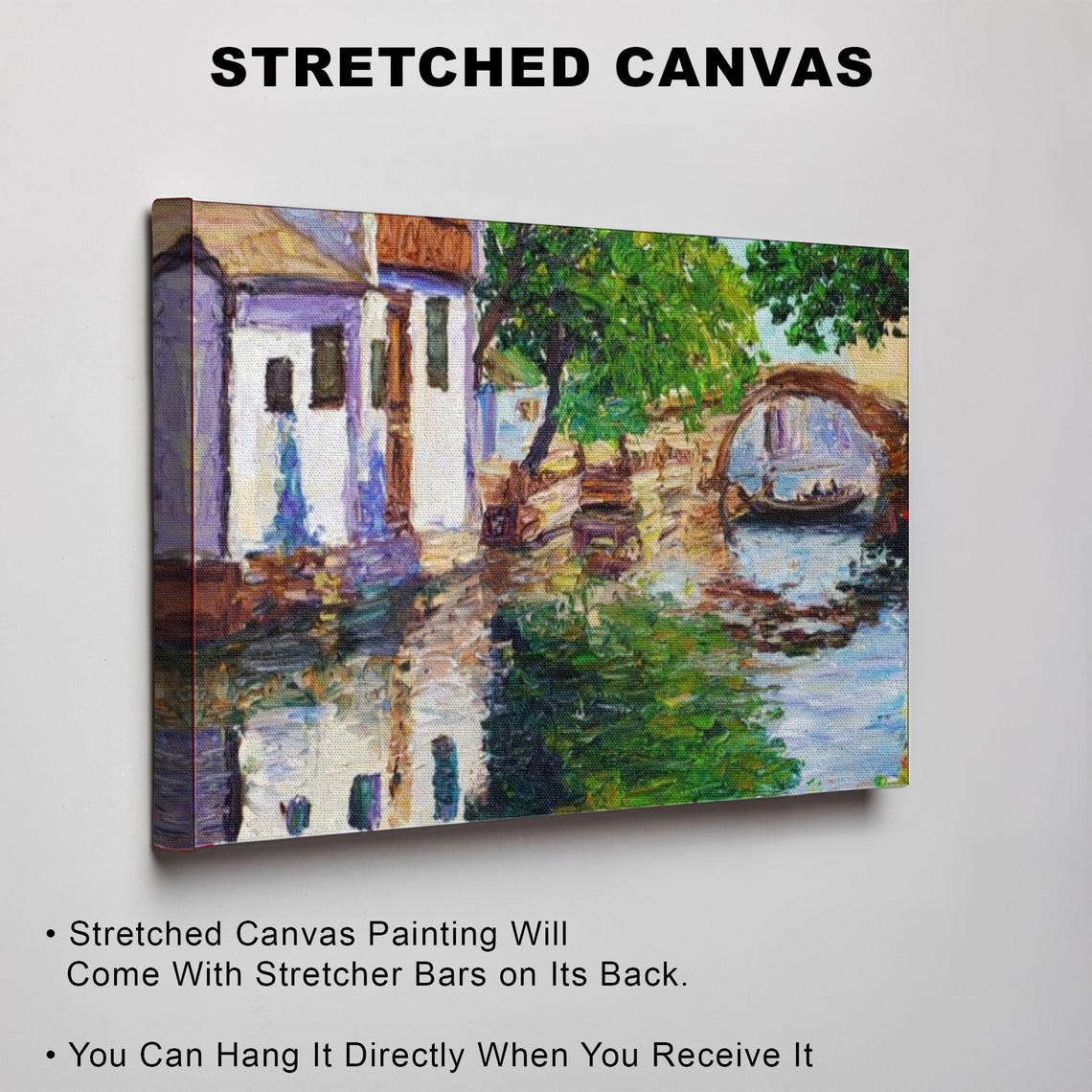 Canal Bridge With Gondola In Impressionist Oil Painting Poster - Image 3