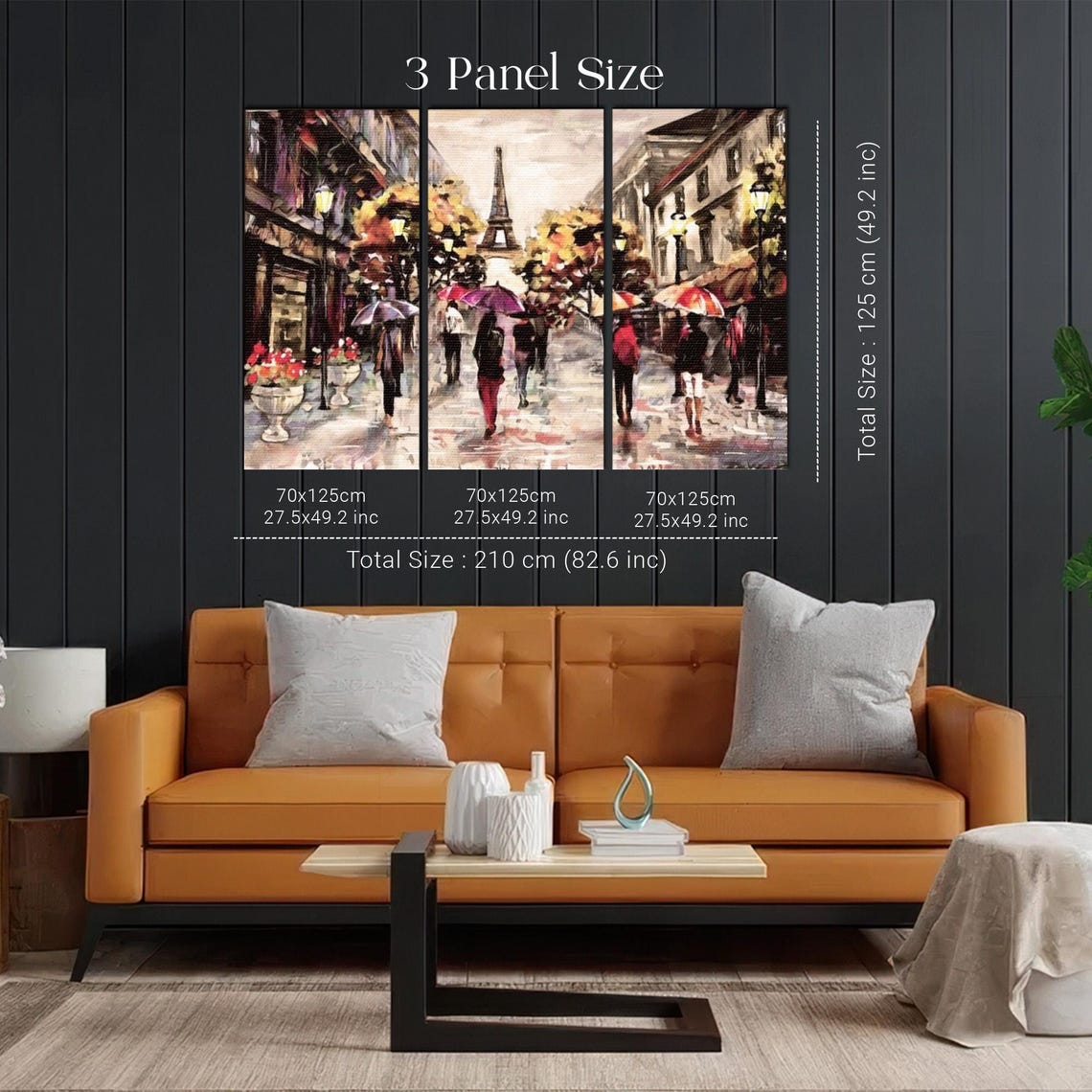 Eiffel Tower Paris Street With Umbrellas on Rainy Day Poster - Image 2