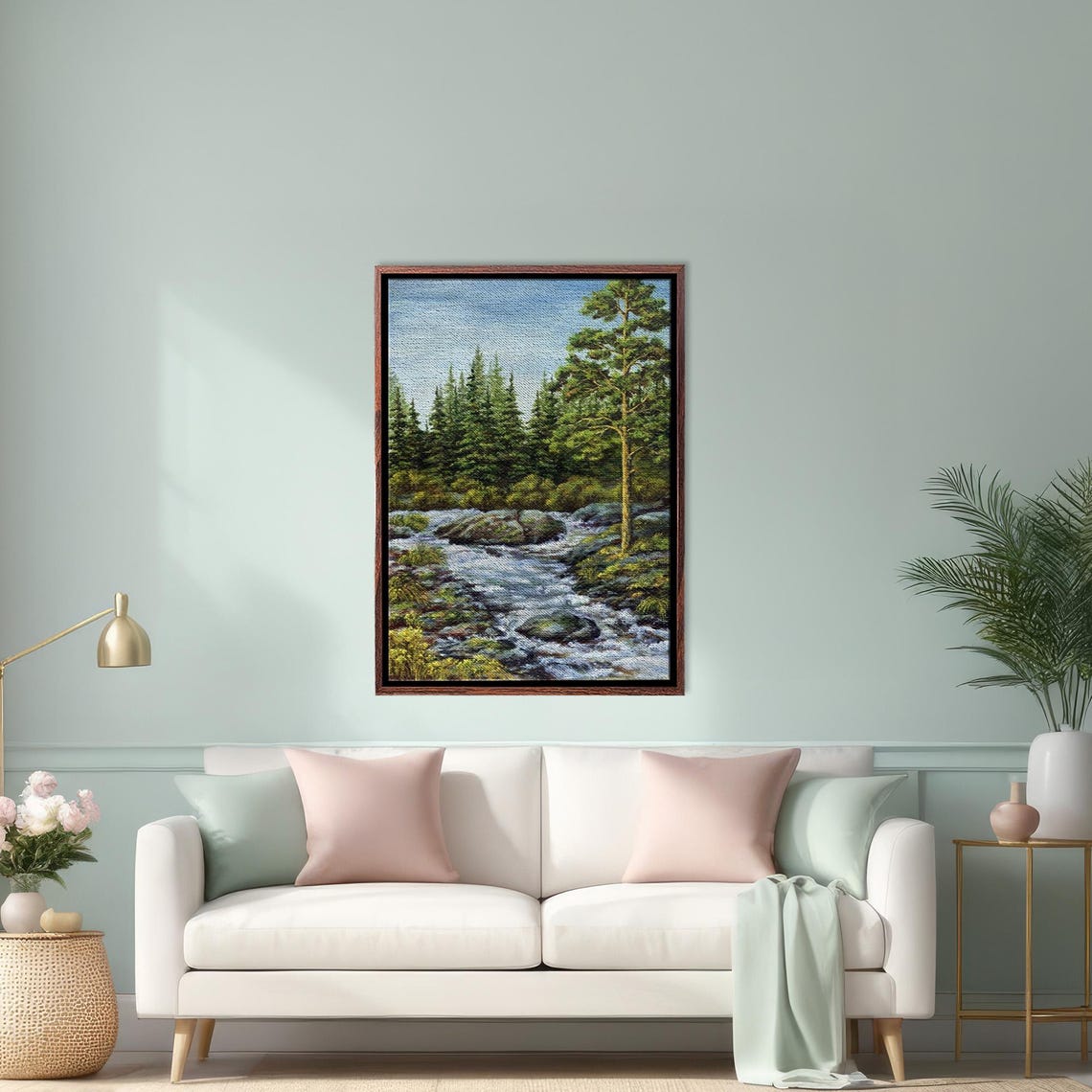Stream Flowing From Forest Print Nature Wall Decor Nature Decor Landscape Wall Table Nature Art
