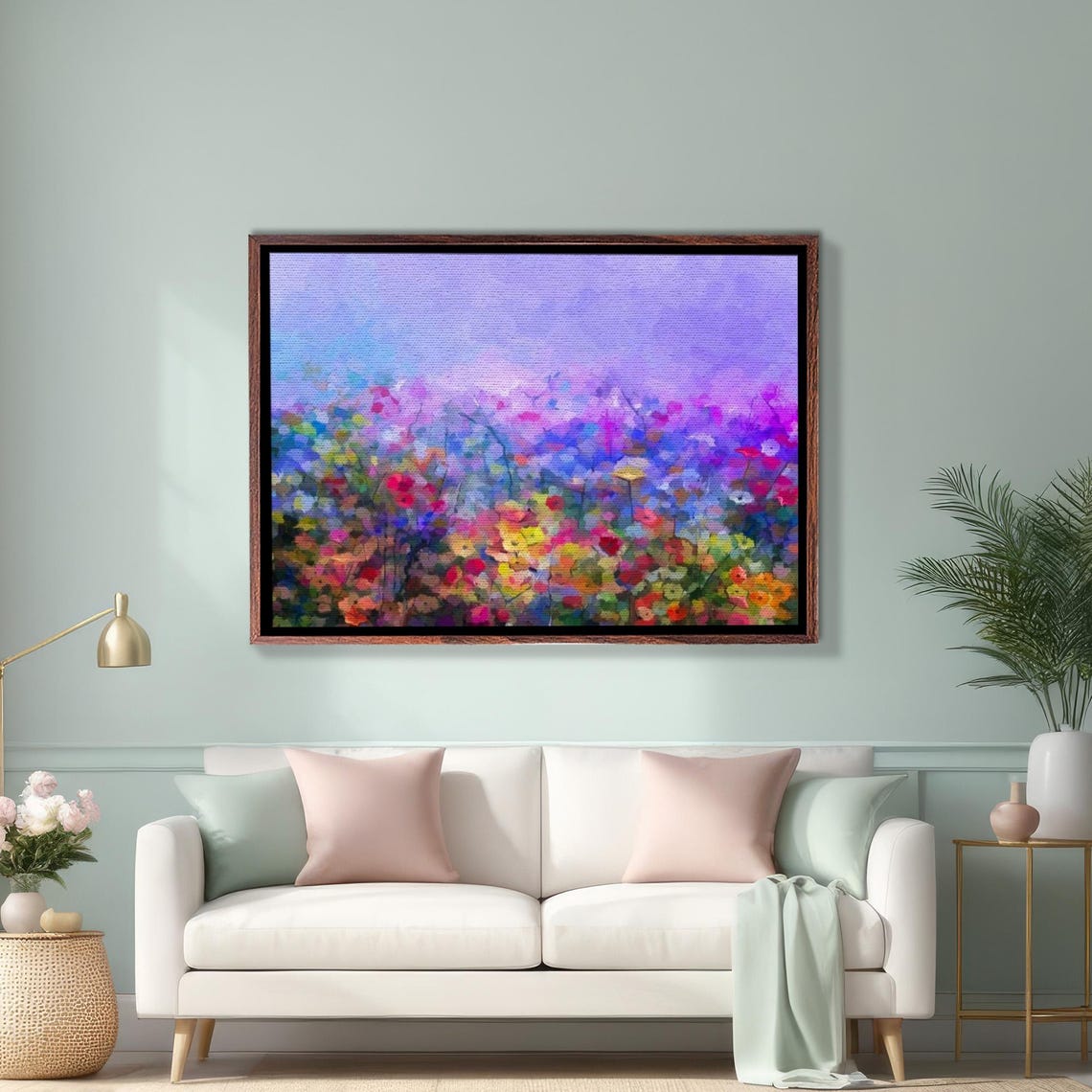 Violet Sky Wildflower Meadow Impressionist Flower Field Poster