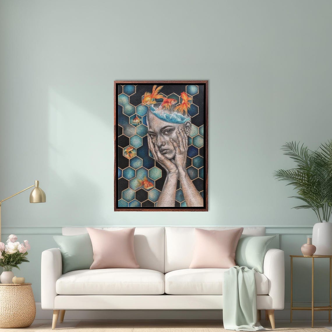 Surreal Woman And Fish Wall Art Next Generation Art Framed Wall Art Large Wall Art Surreal Wall Art
