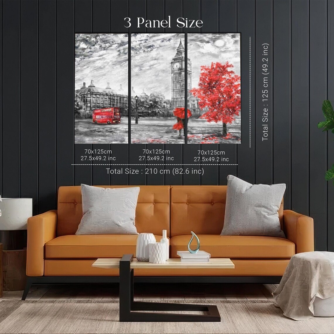 London Big Ben Red Bus Selective Color Cityscape Oil Art Poster - Image 2