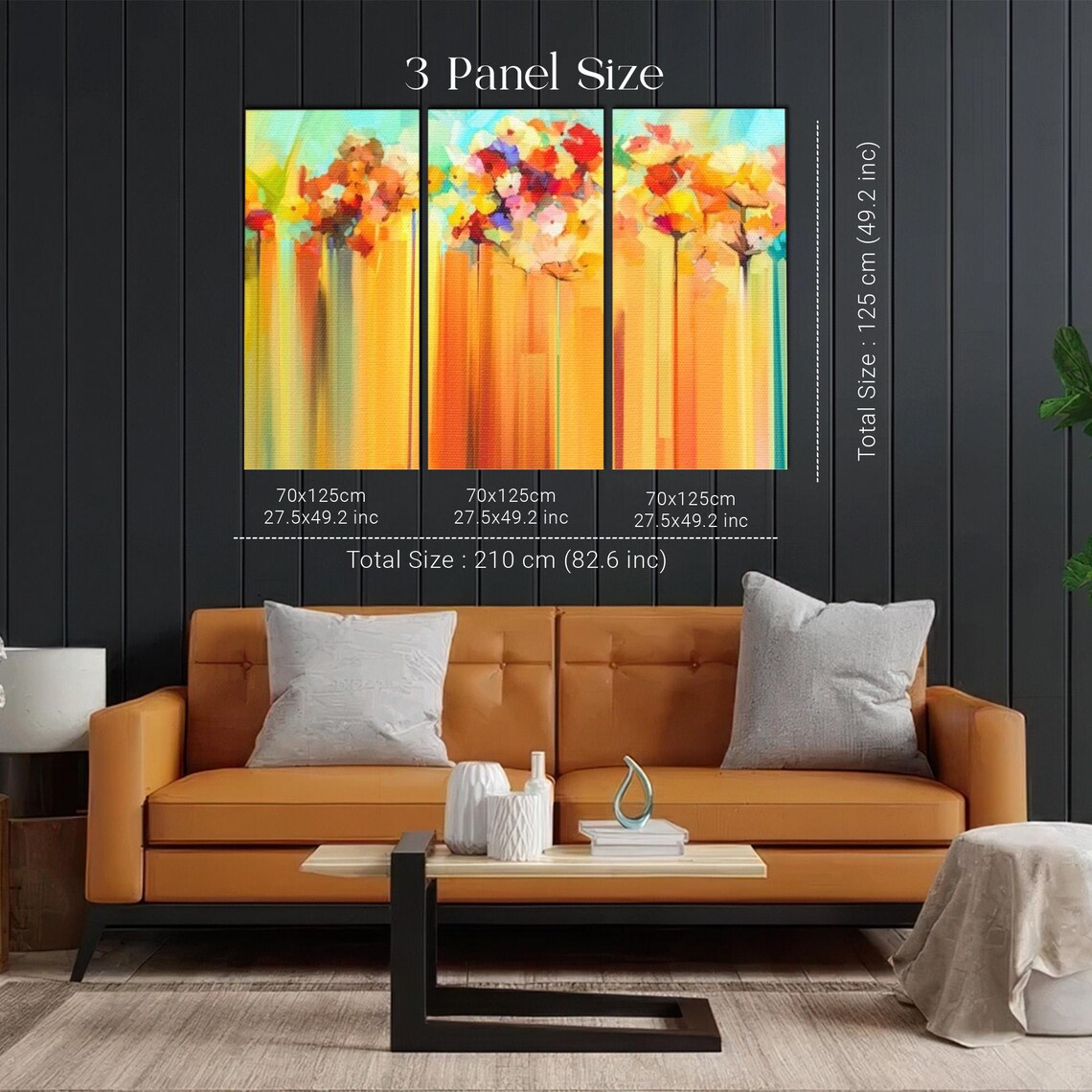 Abstract Tall Stemmed Flowers in Amber and Gold Colors Poster - Image 2