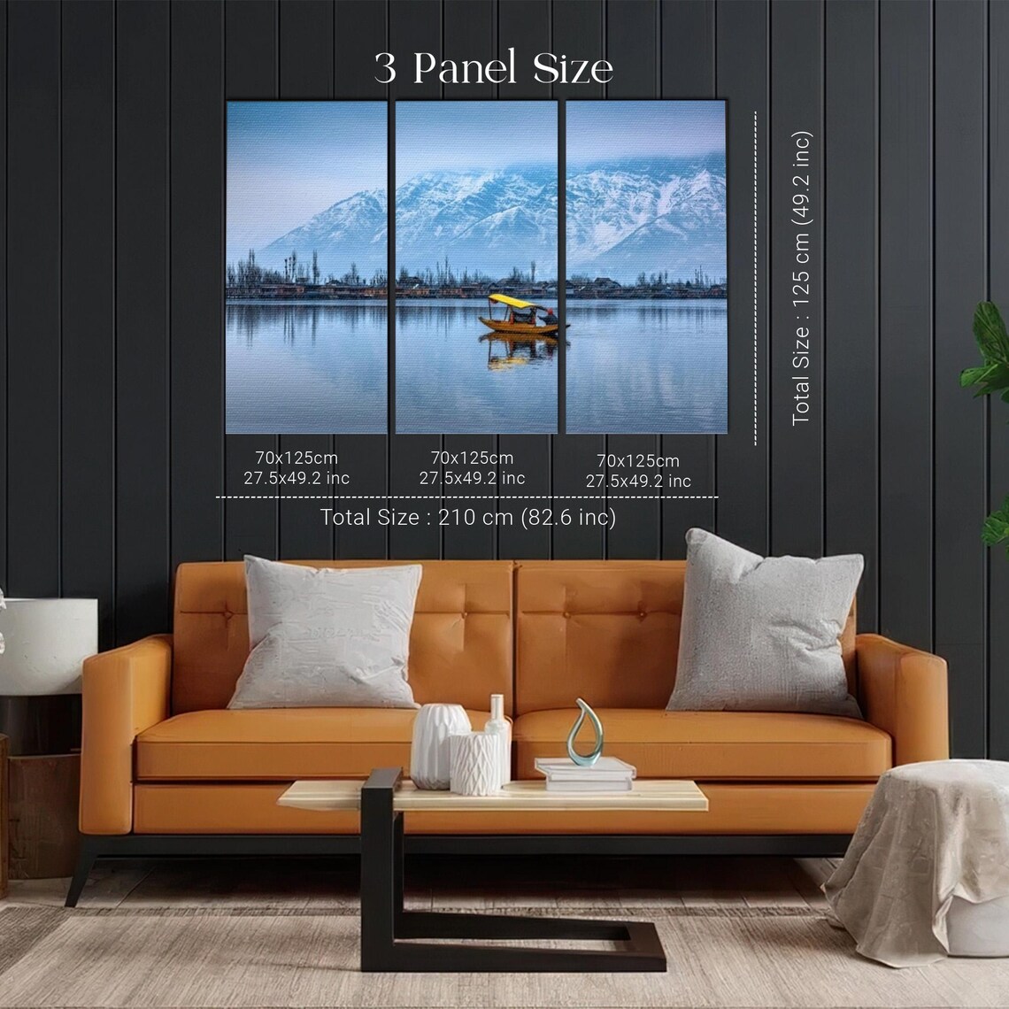 Winter on Srinagar's Dal Lake with Shikara Boat and Snowy Peaks Poster - Image 2