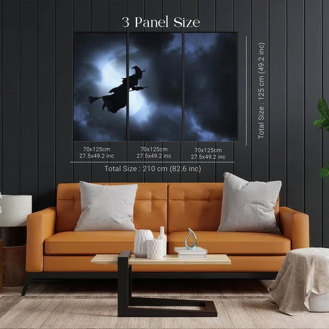 Witch Silhouette Flying On Broomstick Past Full Moon Halloween Poster - Image 2