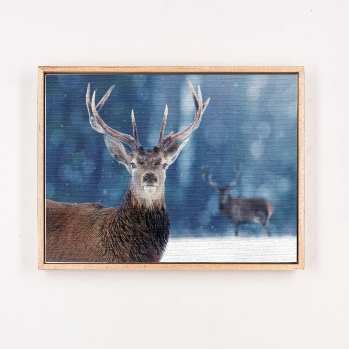 Majestic Stag In Snowy Winter Forest Wildlife Painting Poster - Image 4