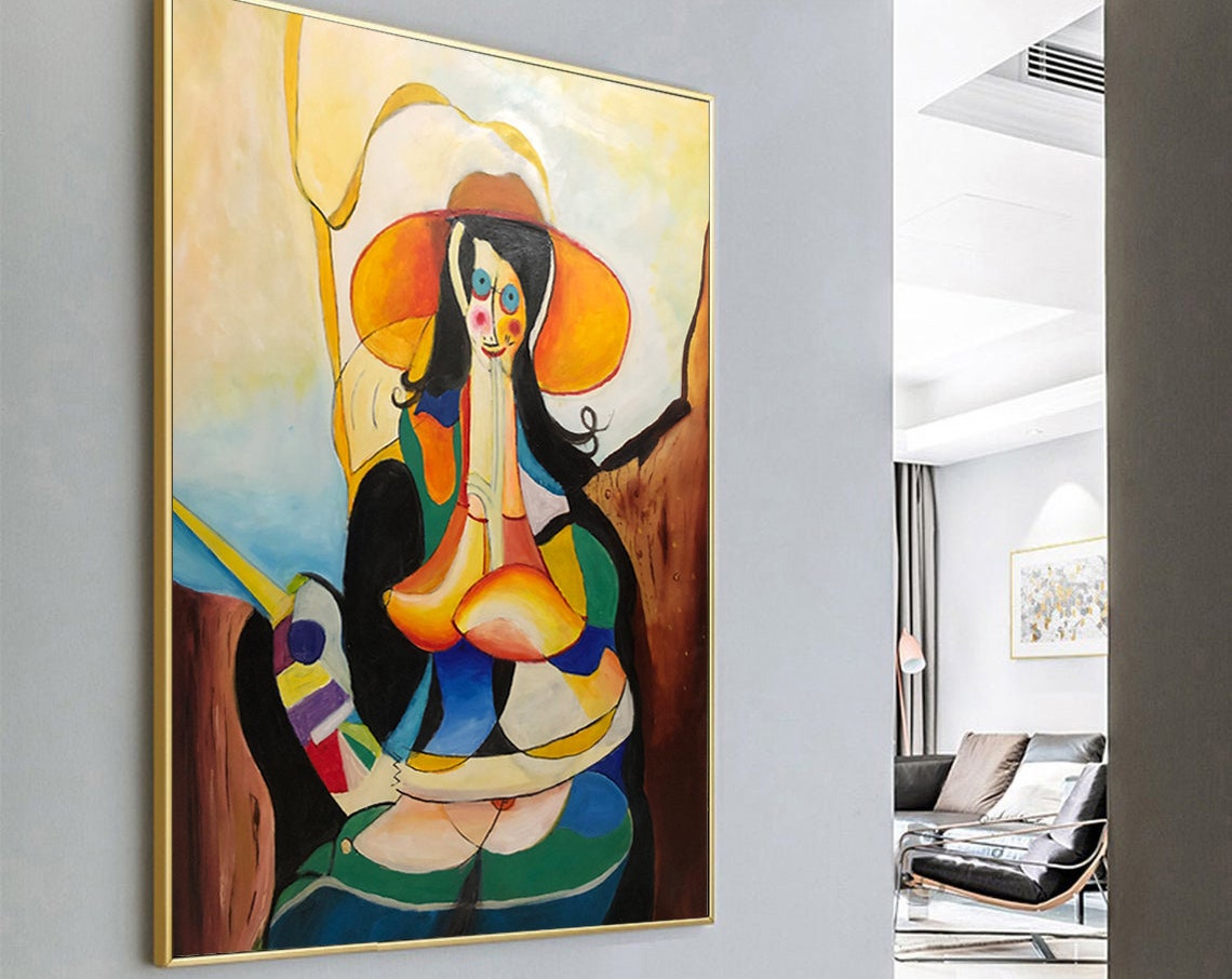 Abstract Painting Naked Woman Painting Abstract Nude Woman Woman Painting Nude Art Nude Female Cubism Acrylic Woman Wall Art - Image 3
