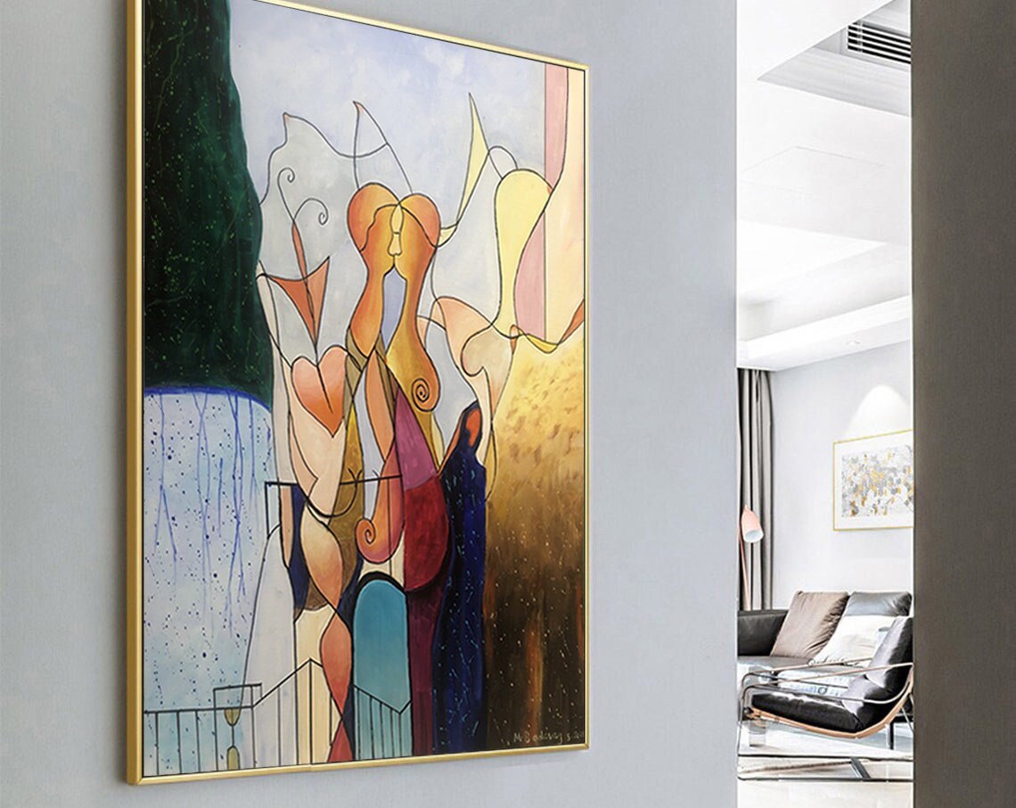 Abstract Couple Oil Painting Modern Figurative Art - Image 2
