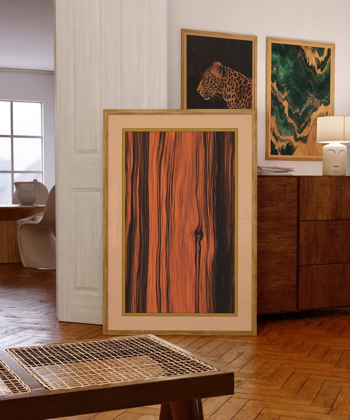 Dark Rosewood Wood Grain Rustic Boho Antique Wall Decor Print - Image 5