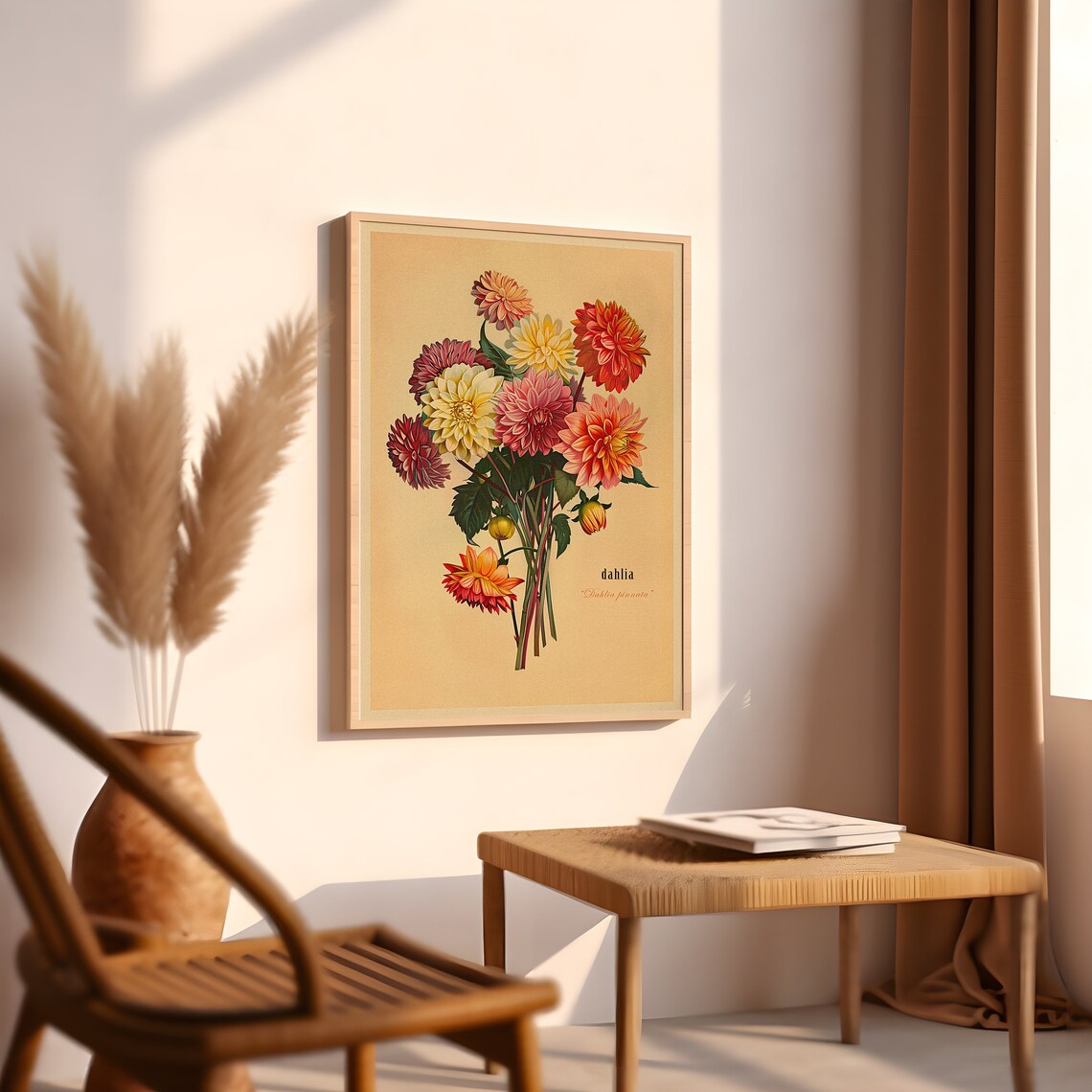 Vintage Bouquet Of Dahlias, Botanical Art Print - Image 5