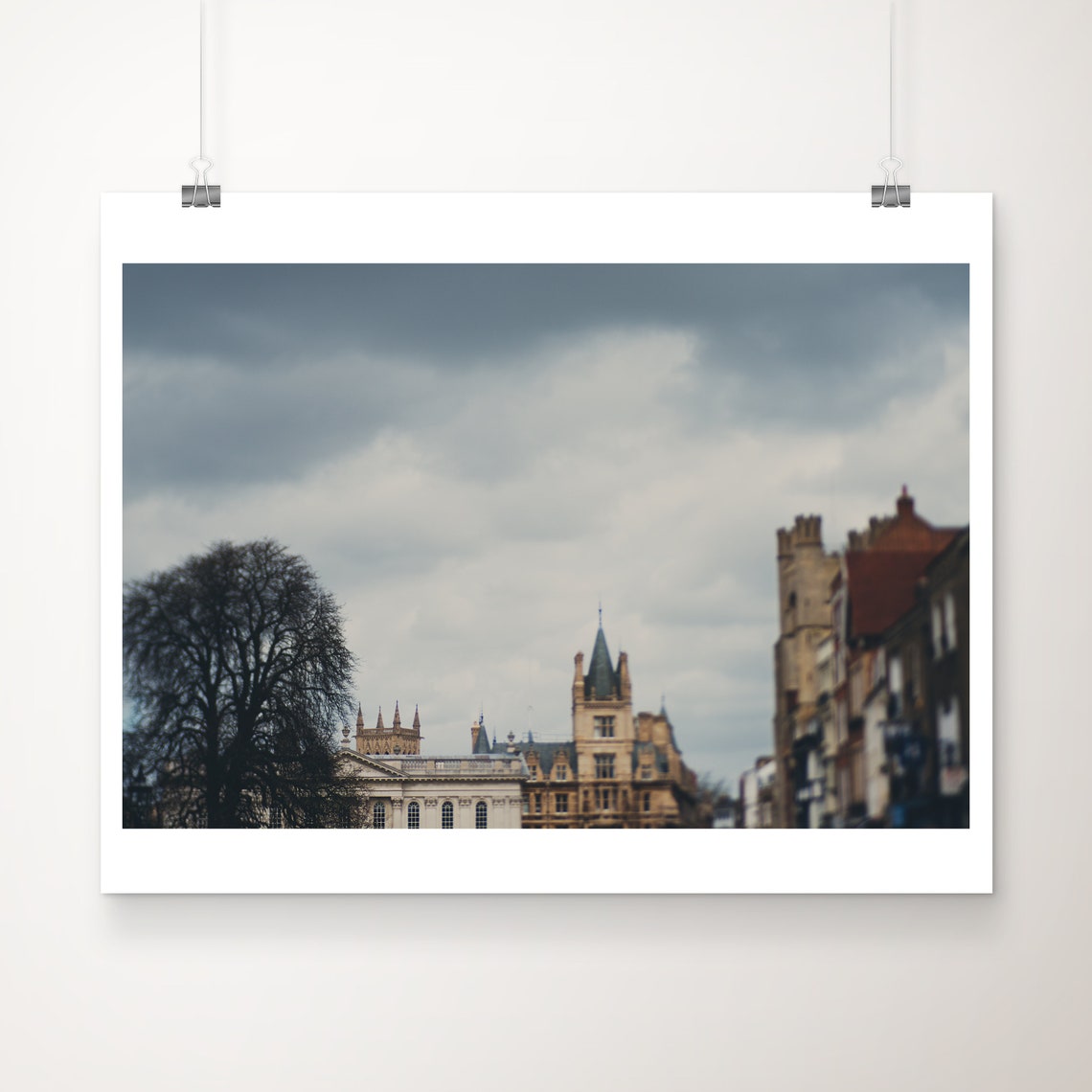 Cambridge Senate House Winter Moody Skyline Architecture Poster
