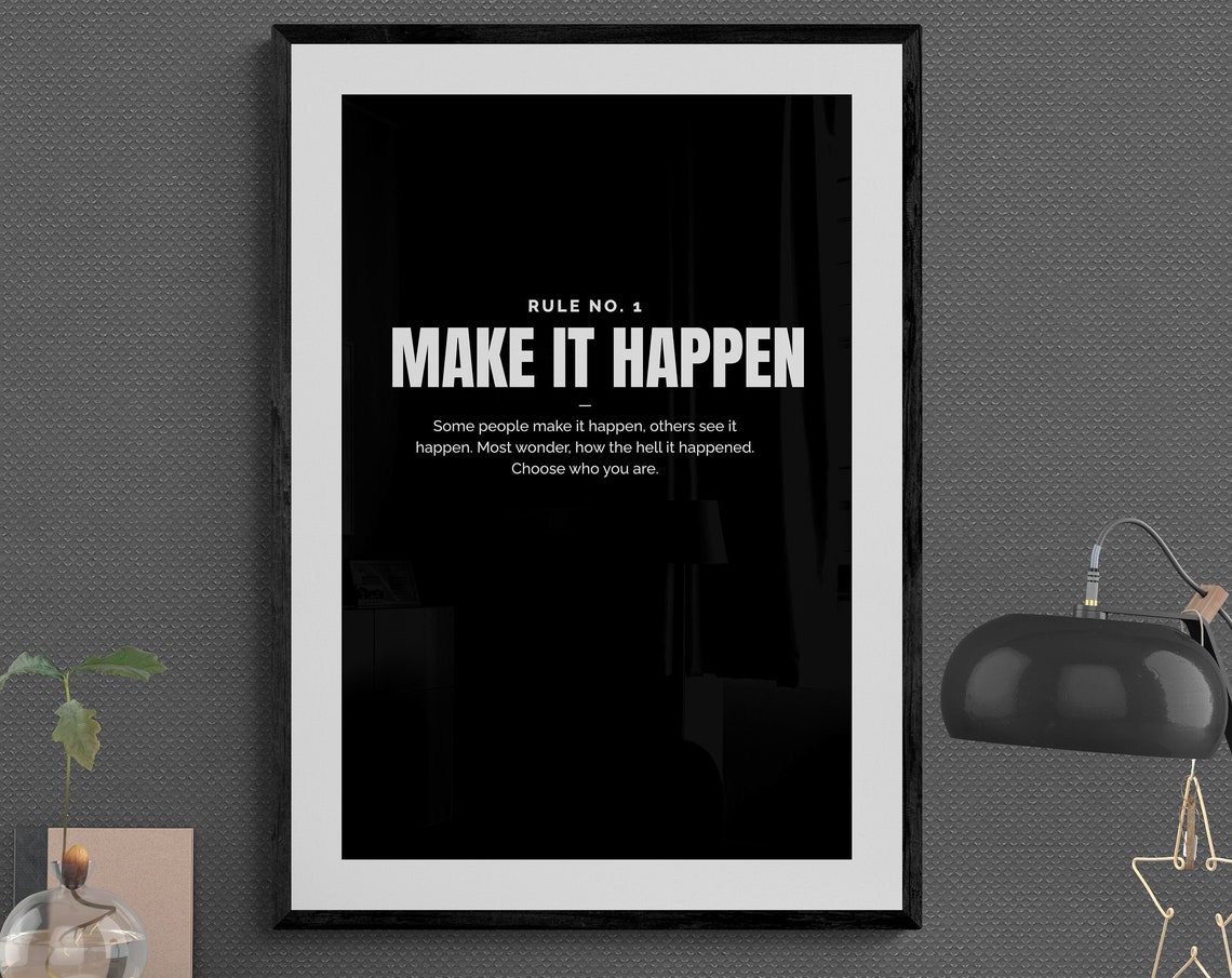 Rule No 1 Make It Happen Bold Minimalist Motivational Poster