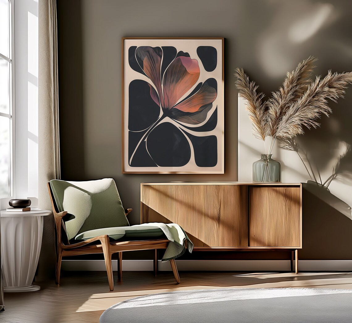 Abstract Botanical Floral Art Print, Mid-Century Decor - Image 3
