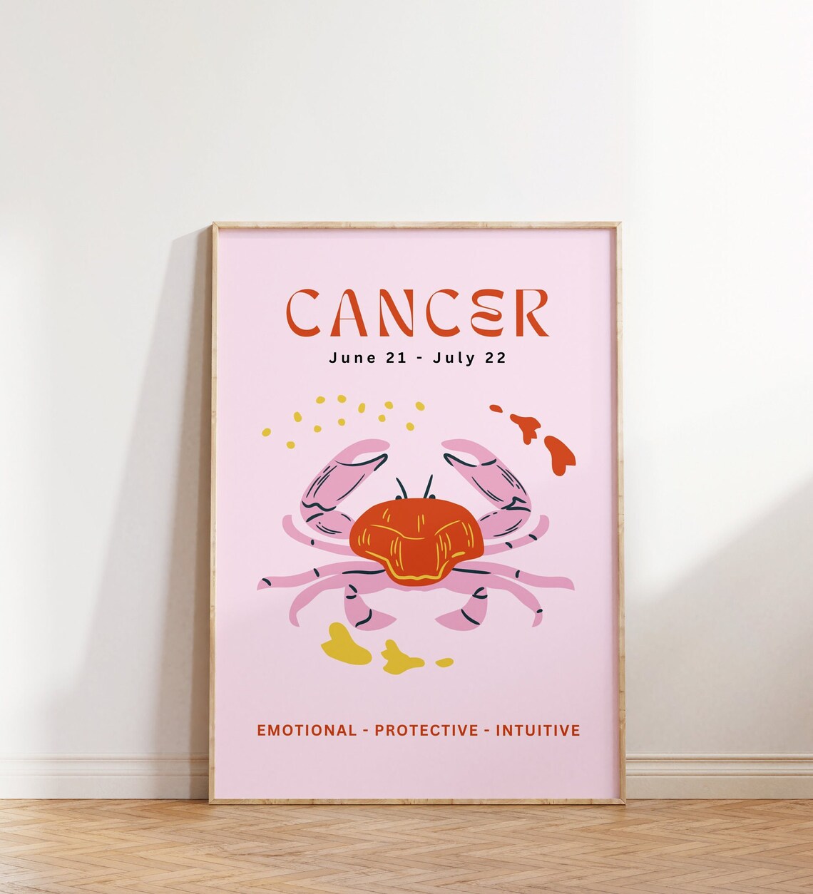 Cancer Zodiac Crab Pink Horoscope Personality Birthday Gift Art Poster - Image 5