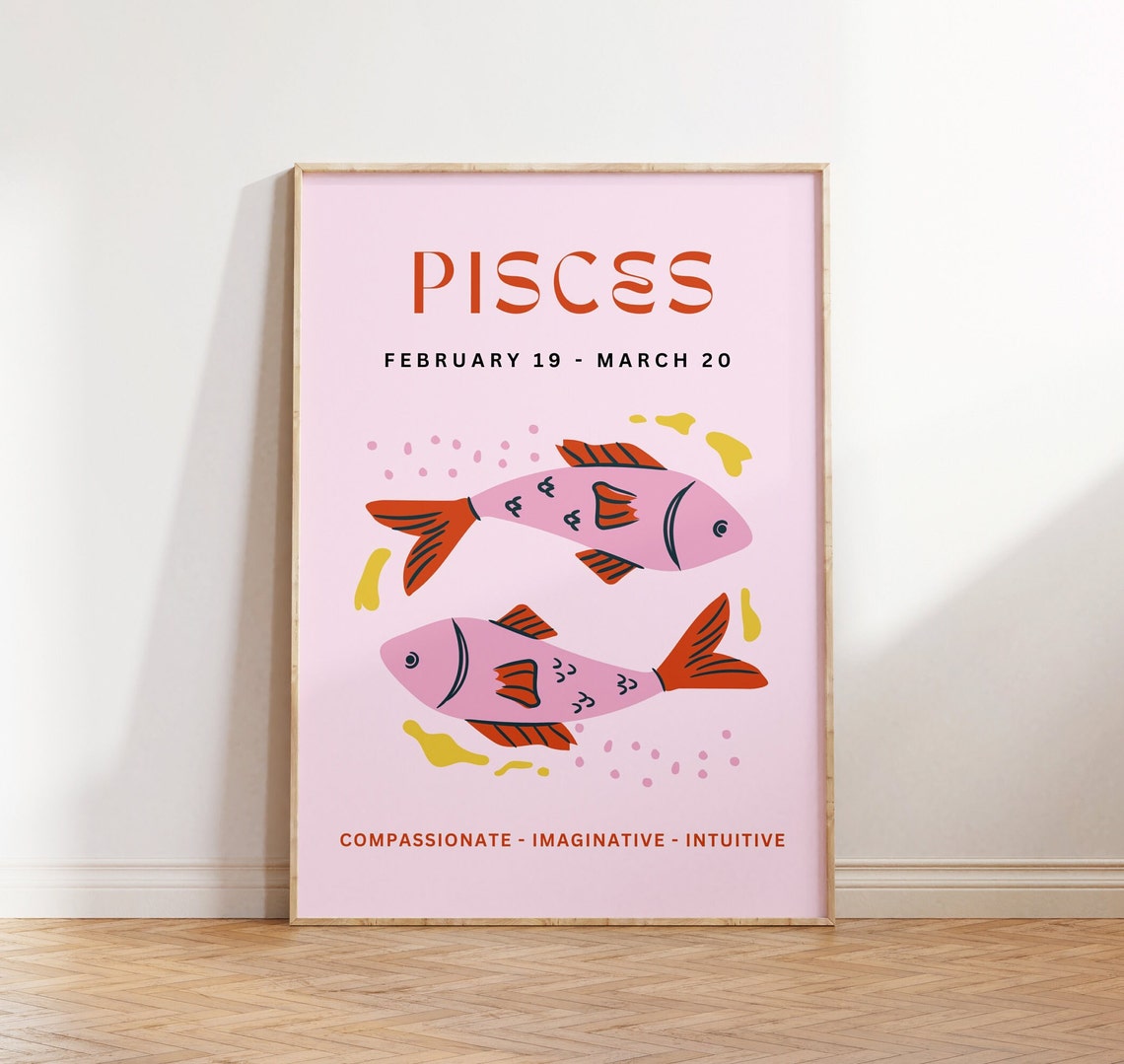 Pisces Zodiac Fish Pink Horoscope Personality Birthday Gift Art Poster - Image 5