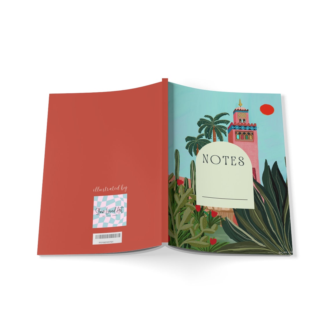 Morocco Notes Notebook Pink Tower Palm Cover Journal Art Print - Image 3