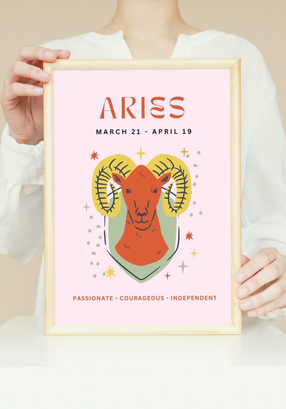 Aries Zodiac Sign Red Ram Head March Star Sign Trendy Poster - Image 4