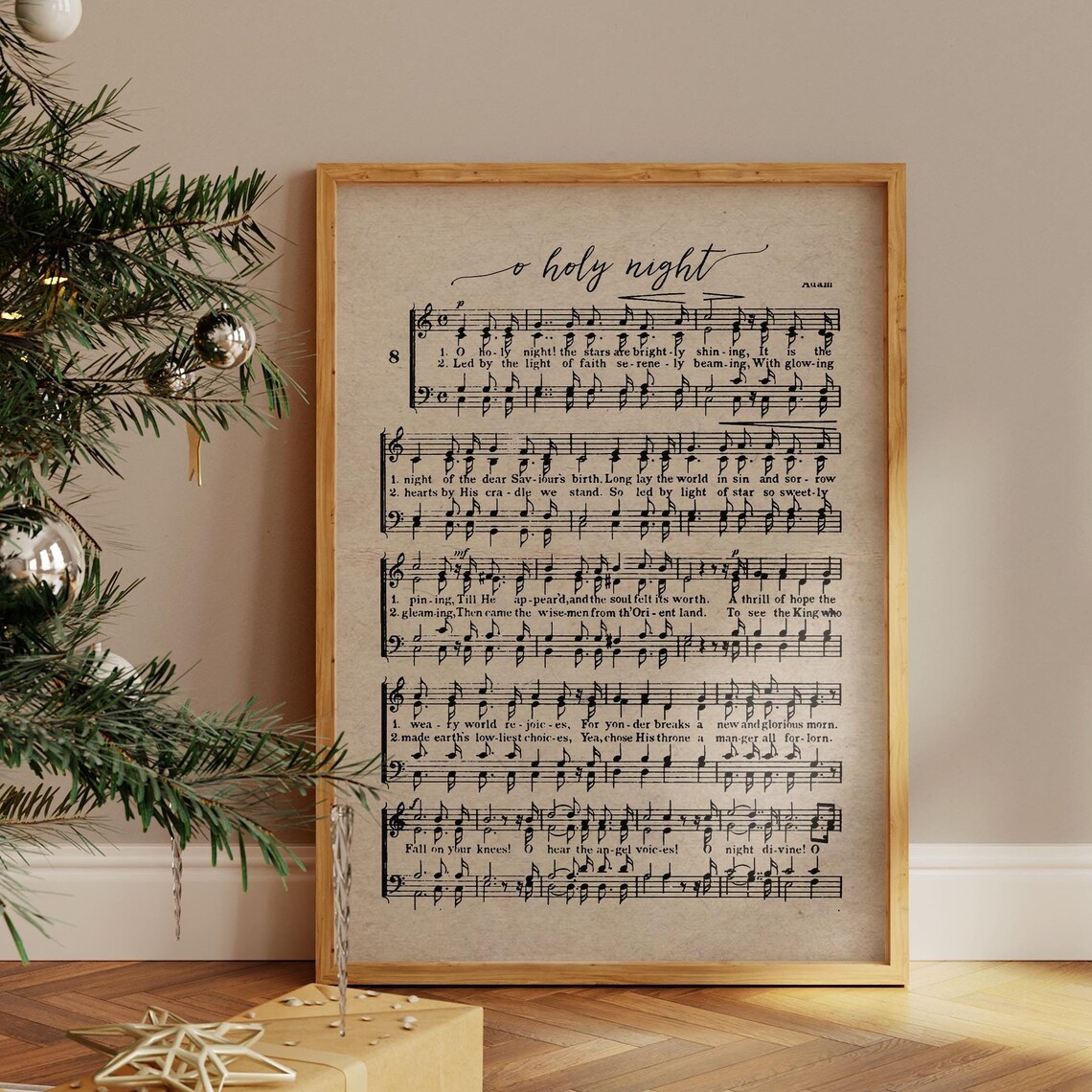 O Holy Night Vintage Christmas Carol Sheet Music Holiday Poster - Image 5