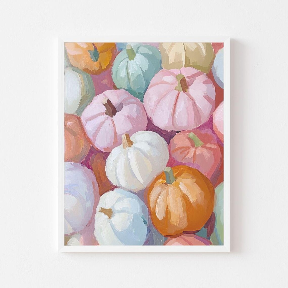 Pastel Pumpkins Fall Halloween Wall Art Print