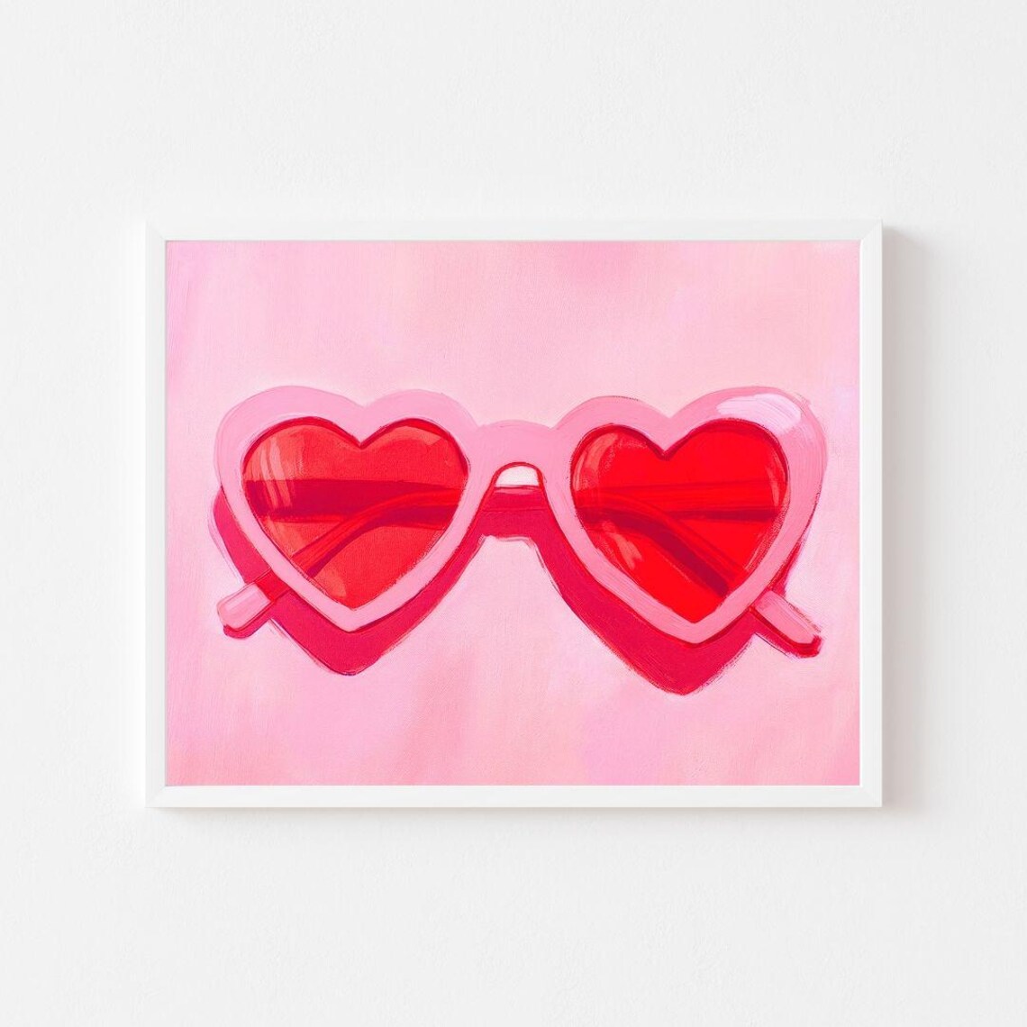 Pink Heart Sunglasses Valentines Day Cute Preppy Girls Room Art Poster