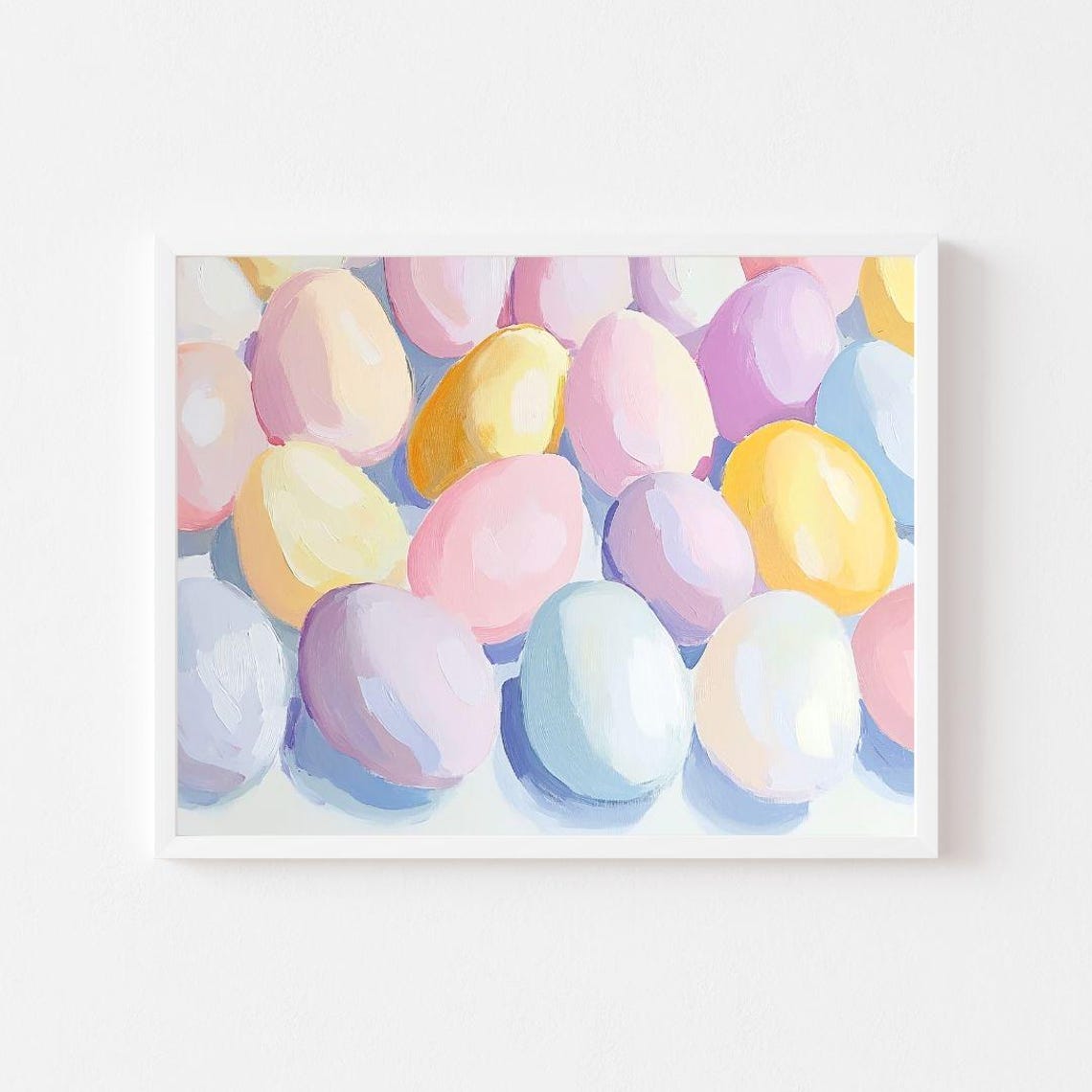 Pastel Dyed Easter Eggs Painting in Soft Spring Colors Poster