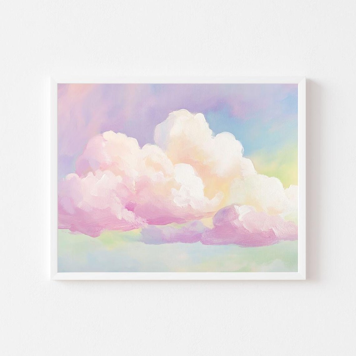 Pastel Cloud Painting, Pink Sunset Watercolor Art Print