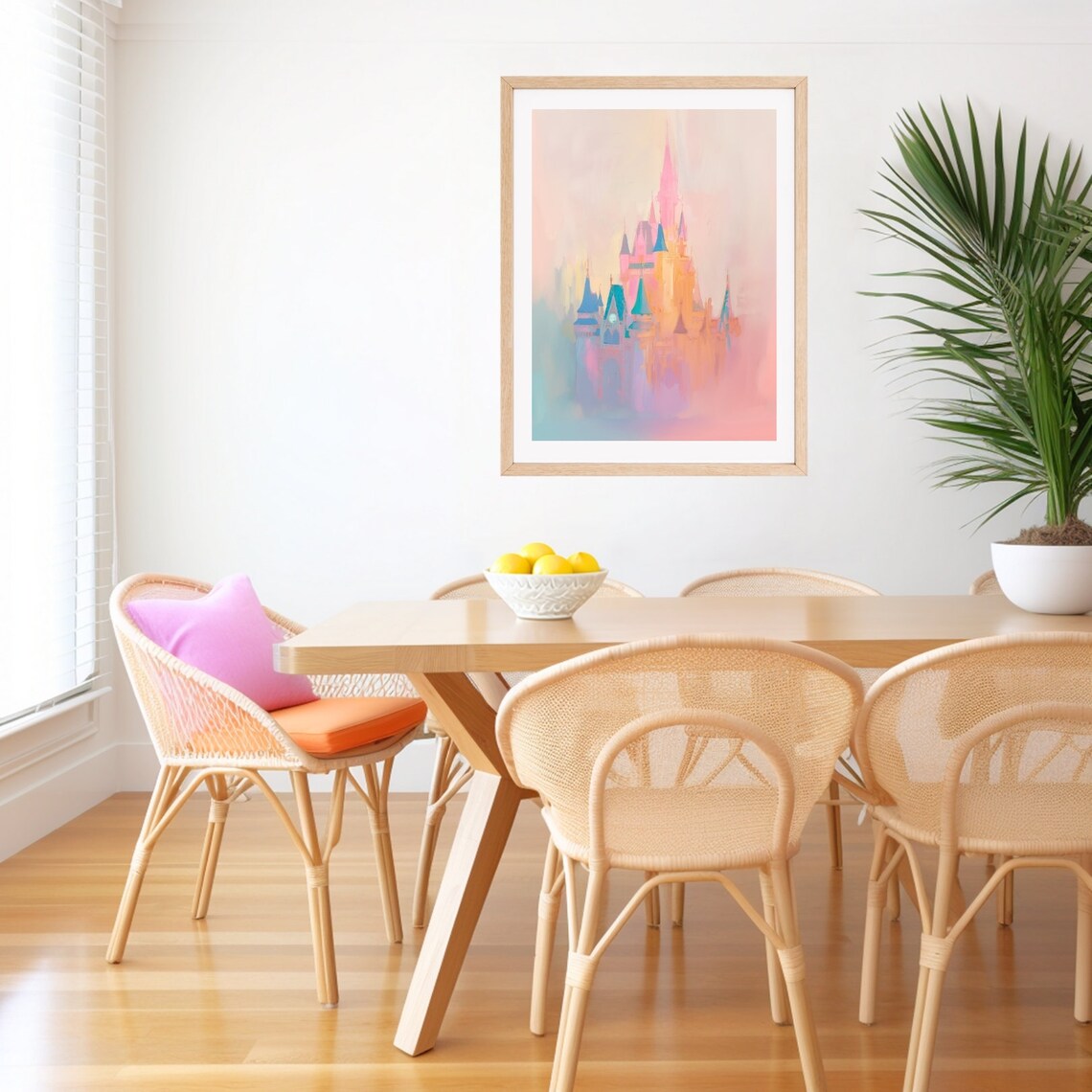 Abstract Magic Castle, Pink Kids Room Art Print - Image 2