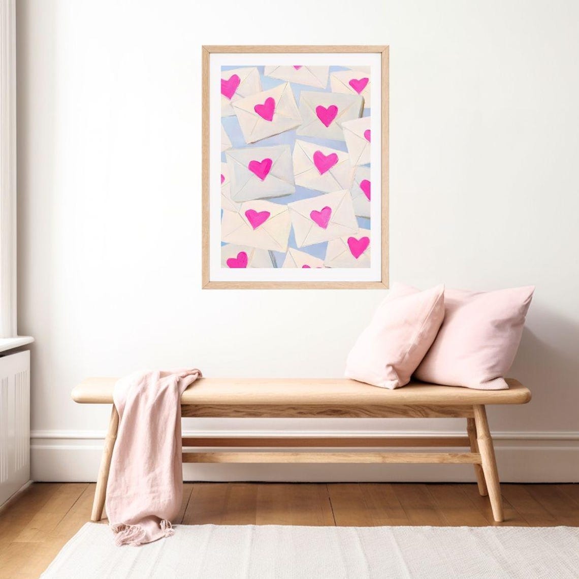 Pink Heart Love Letters Valentines Day Envelopes Girls Room Art Poster - Image 2