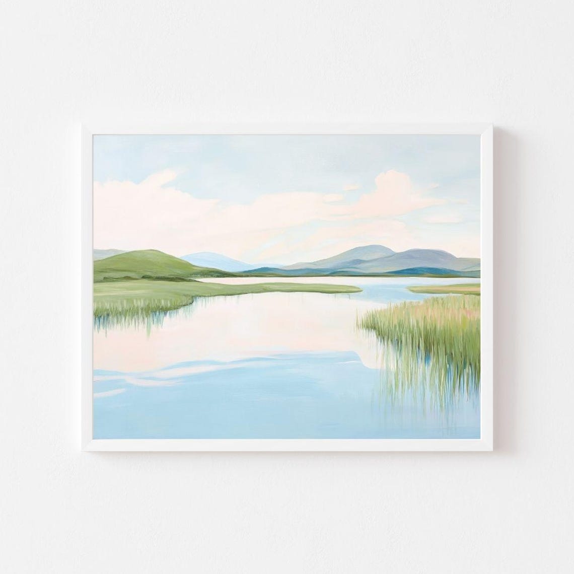 Pastel Marsh Wetland With Calm Mirror Water Landscape Poster