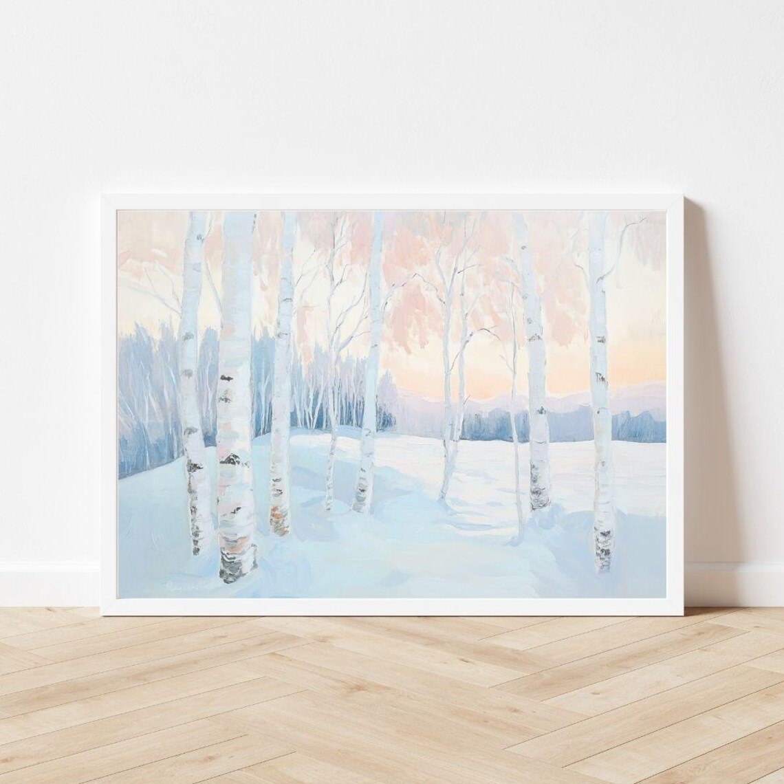 Pastel Birch Tree Forest, Finland Lapland Art Print - Image 3