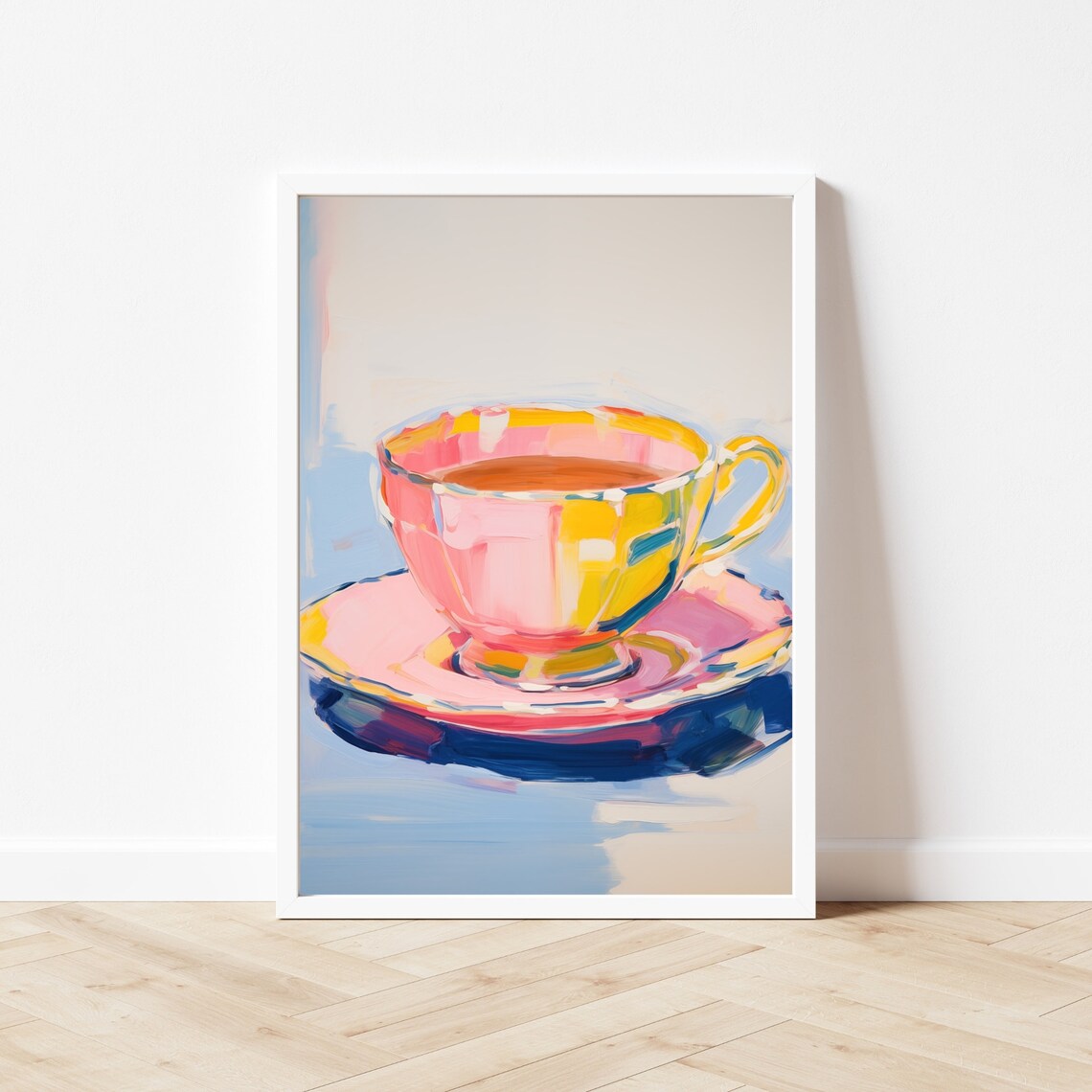 Pink And Yellow Teacup On Saucer Coffee Table Still Life Poster - Image 2