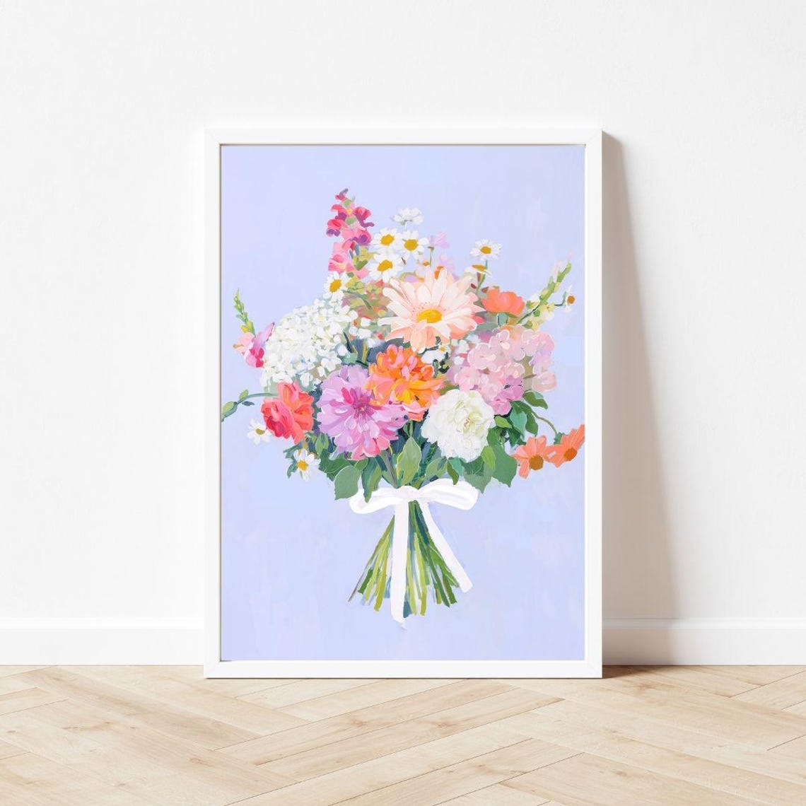 Pastel Spring Bouquet Flower Painting in Vibrant Colors Wall Poster - Image 3