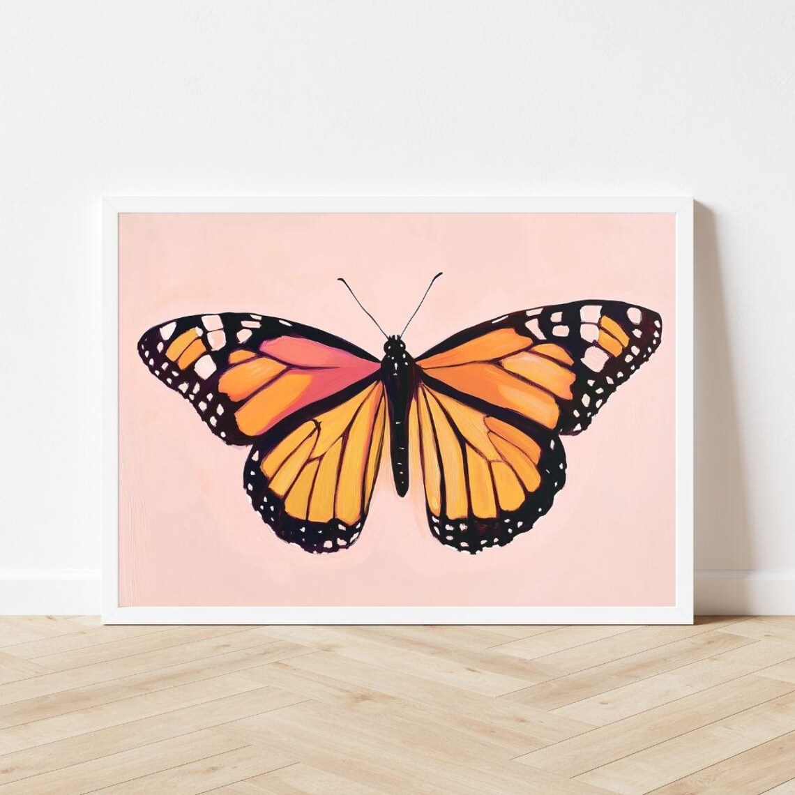 Pink Monarch Butterfly Painting, Girls Room Poster - Image 3