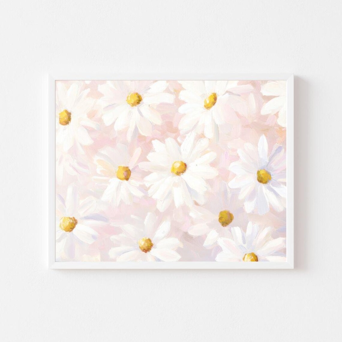 Pastel Daisies Spring Floral Painting, Girls Room Poster