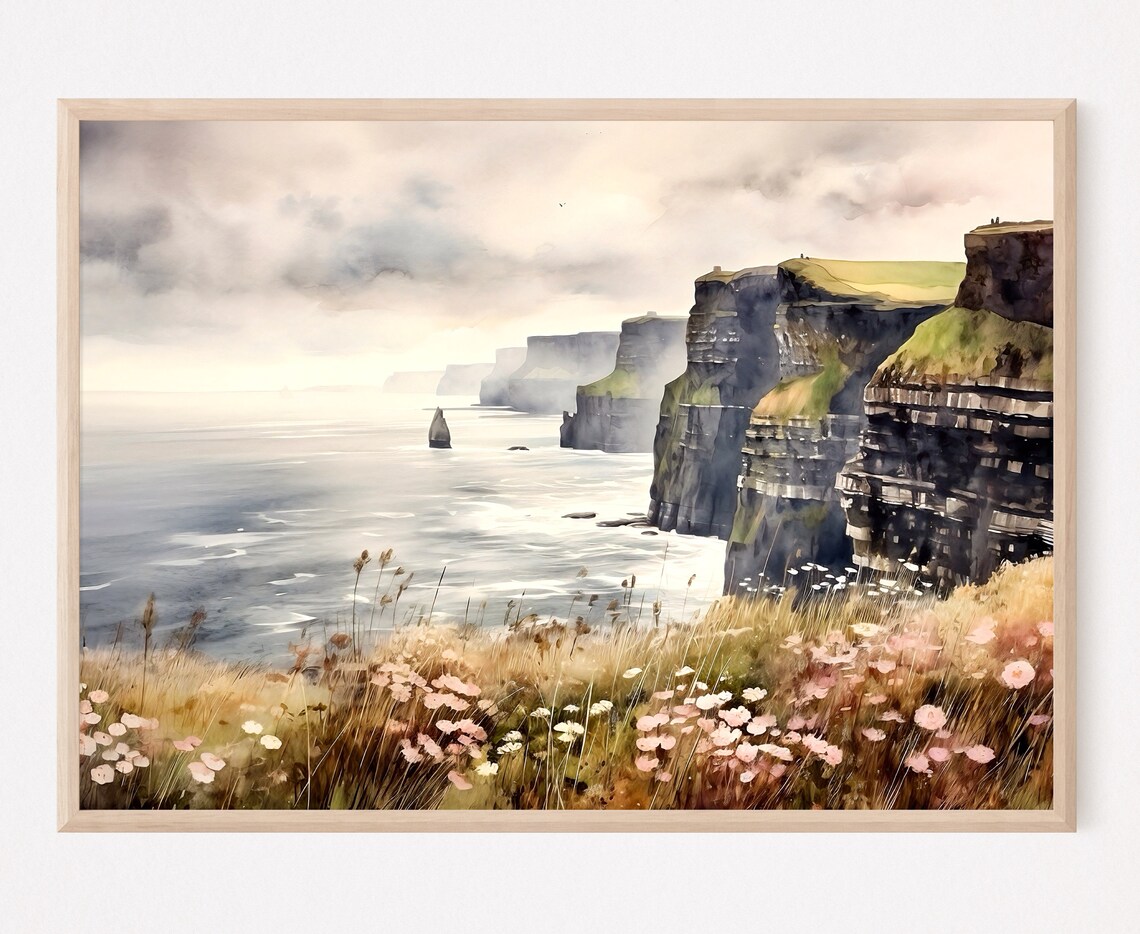 Cliffs Of Moher, Ireland Watercolor Travel Poster