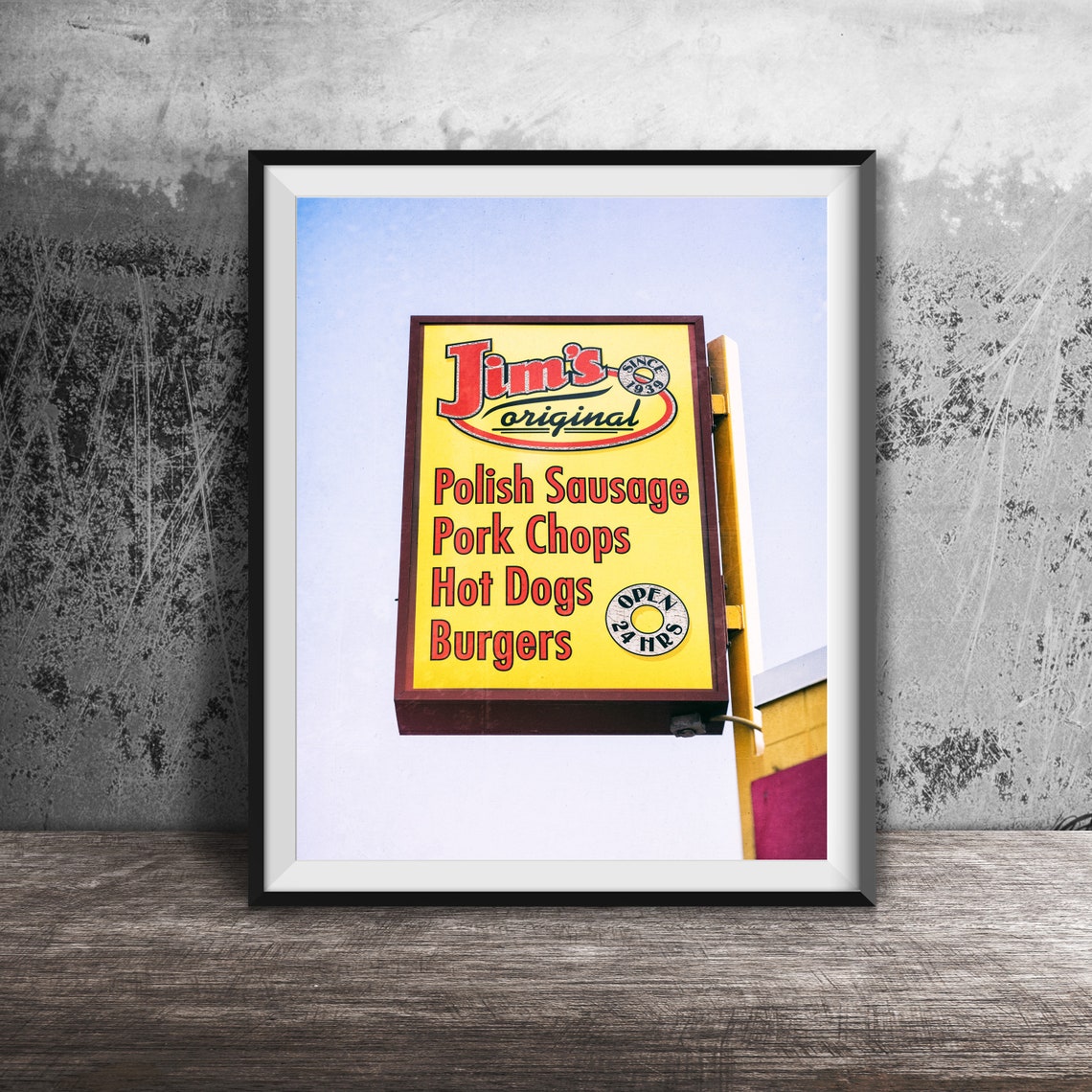 Jims Original Polish Sausage Maxwell Street Chicago Food Sign Poster