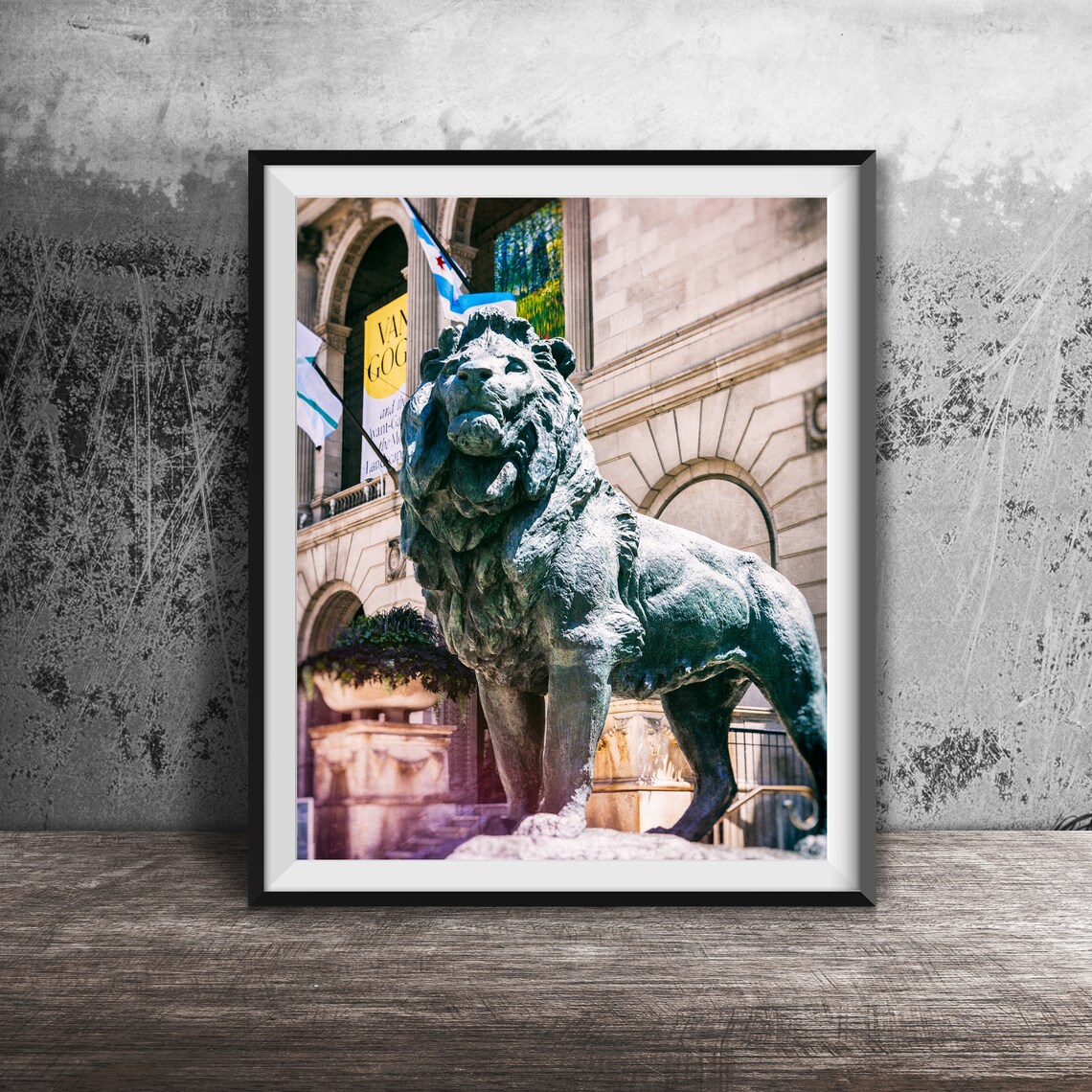 Art Institute Lions Chicago Museum Building Art Print