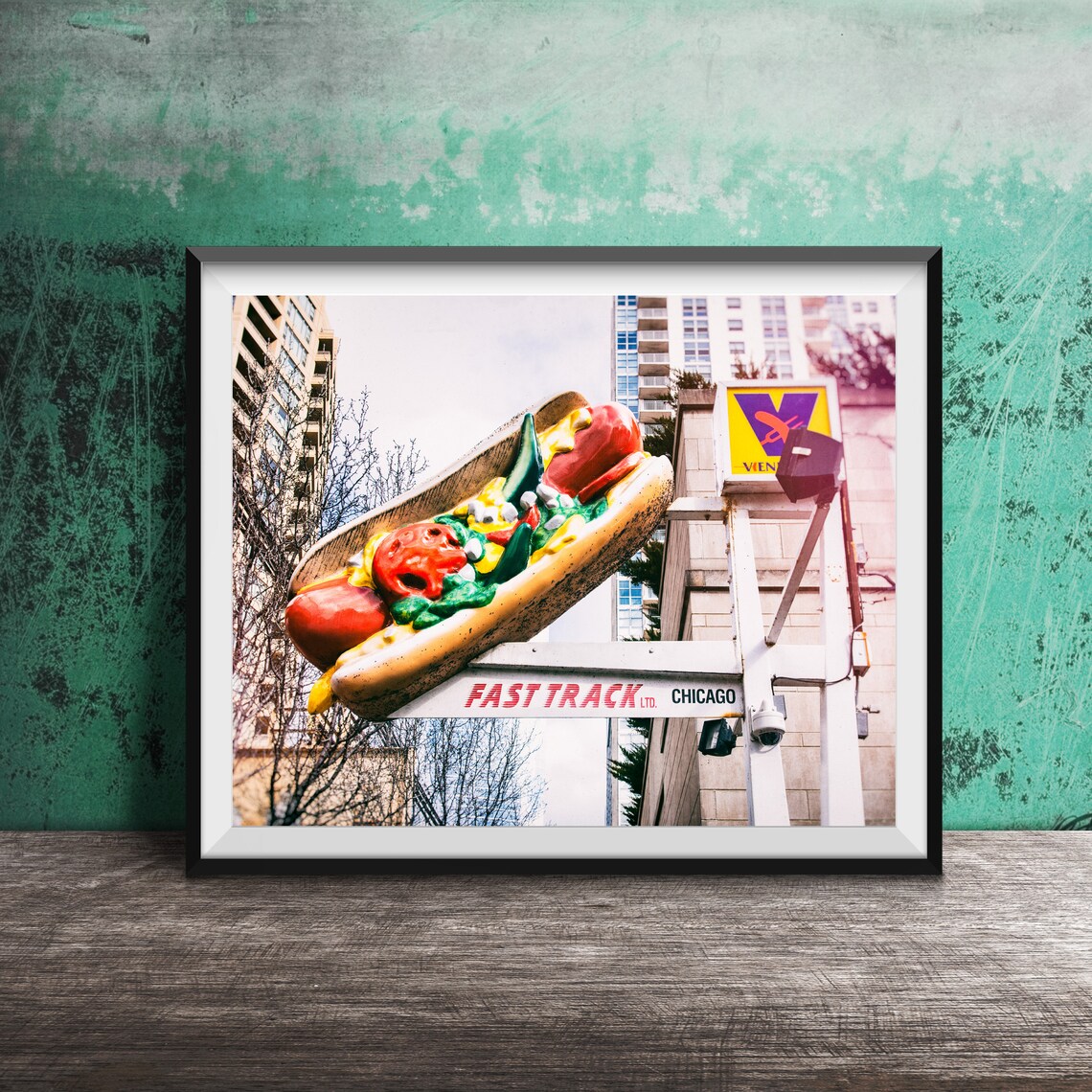 Fast Track Chicago Hot Dog Giant Hot Dog Sign Photography Poster
