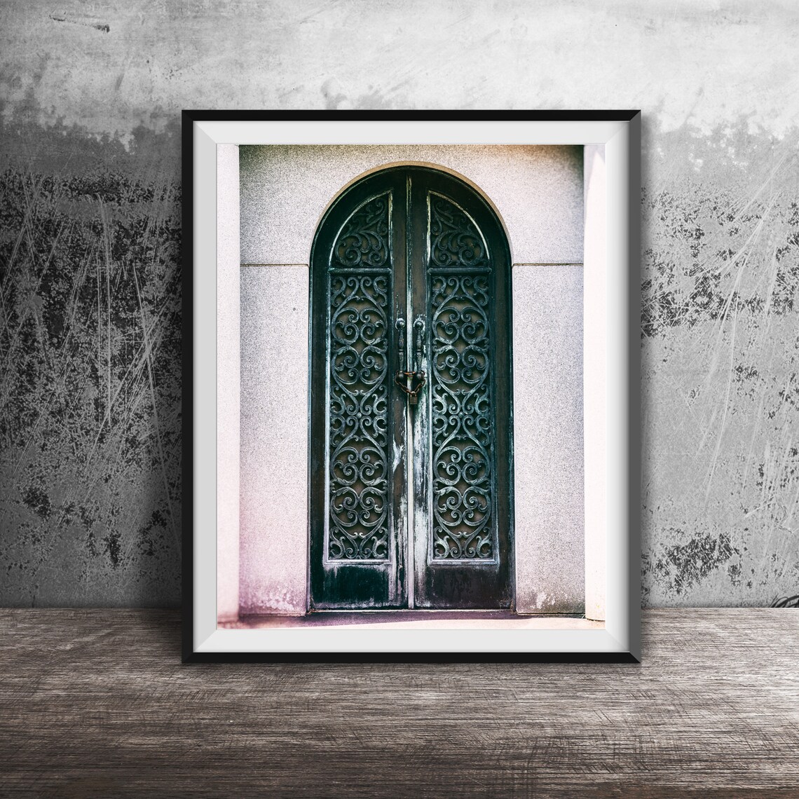 Ornate Arched Wrought Iron Mausoleum Door Cemetery Photo Poster
