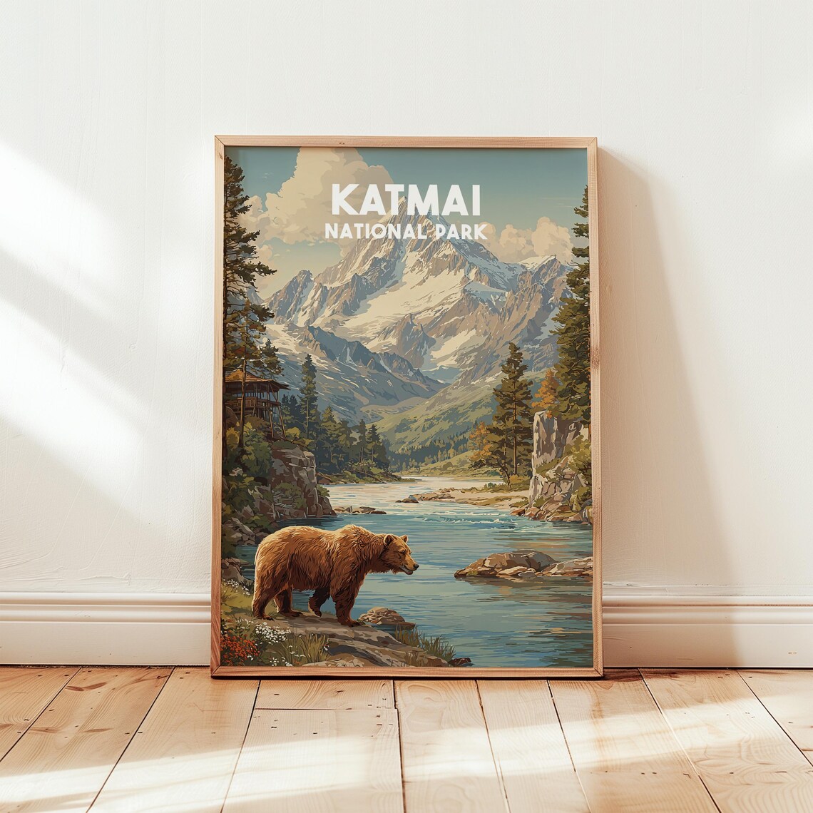 Katmai National Park Brown Bear Alaska Wilderness Travel Poster