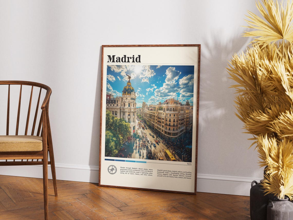 Madrid City Spain Travel Print Spain Travel Poster Travel Wall Art City Map Print Travel Poster Travel Art Gift Travel Home Decor - Image 4