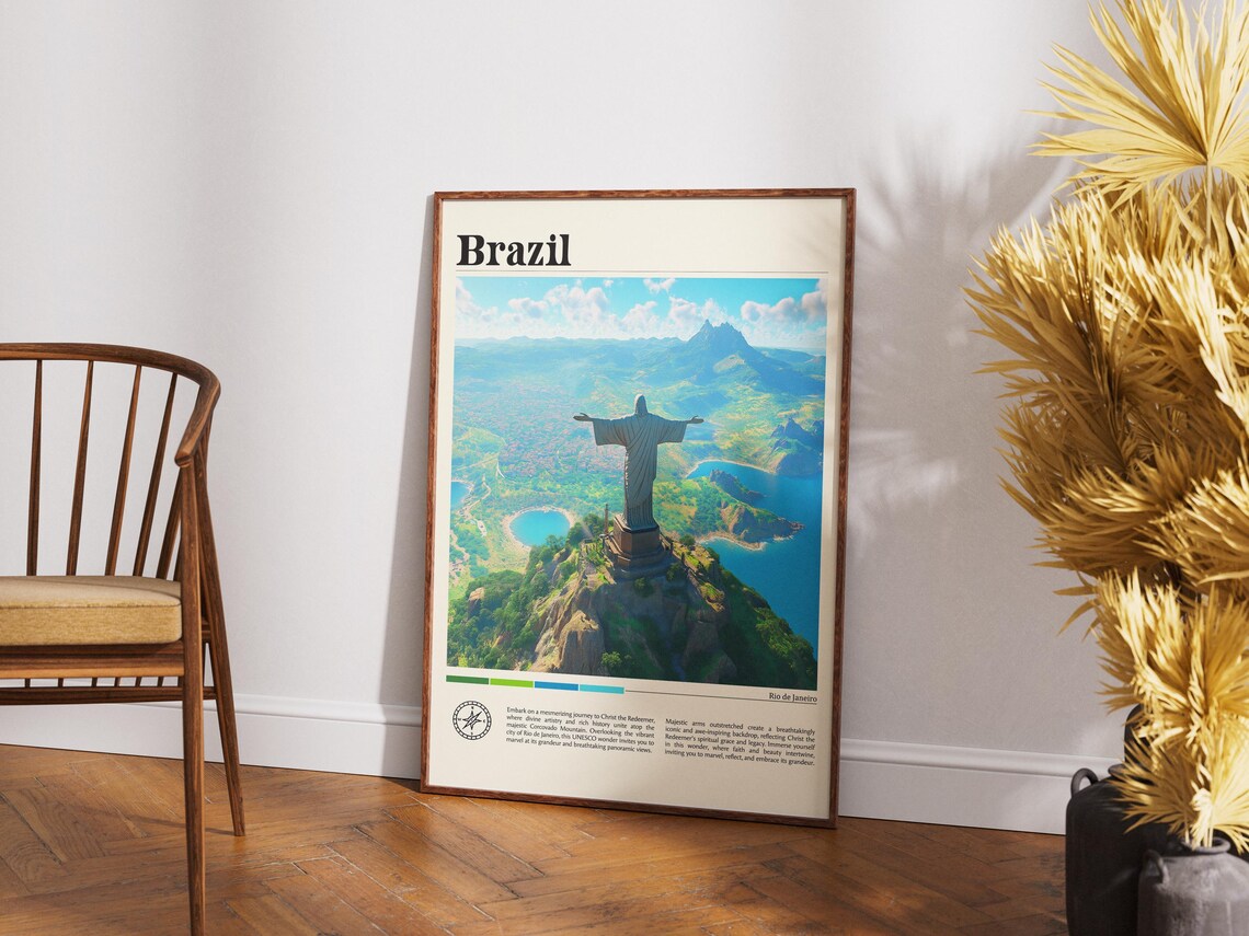 Brazil Christ the Redeemer Statue Rio de Janeiro Mountain Vista Travel Poster - Image 4